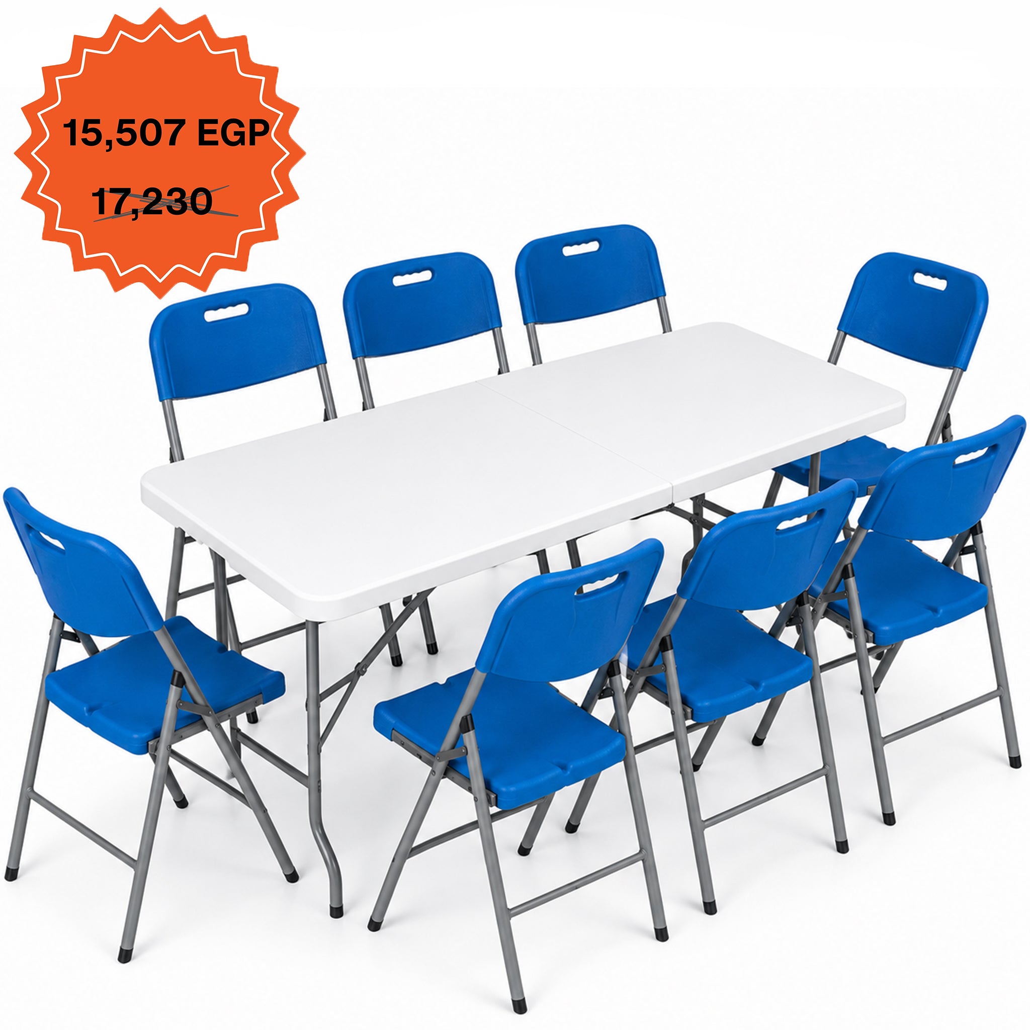 Rectangle Folding Table 183 cm Set "Table and 8 Folding Chairs"