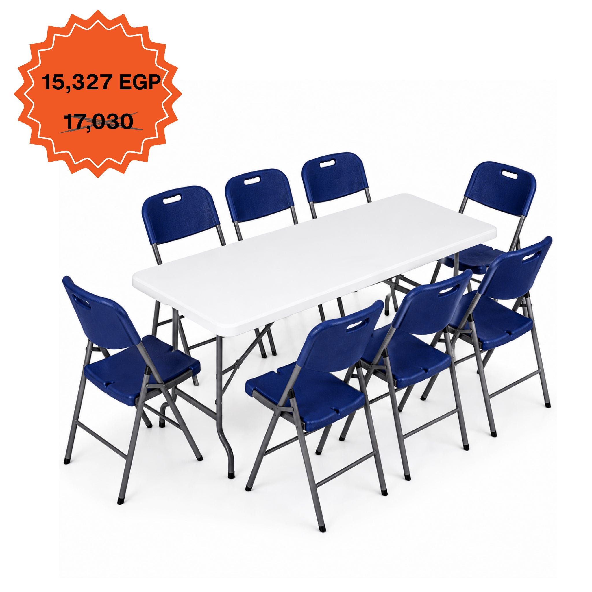 Rectangle Table 183cm Set "Table and 8 Folding Chairs"