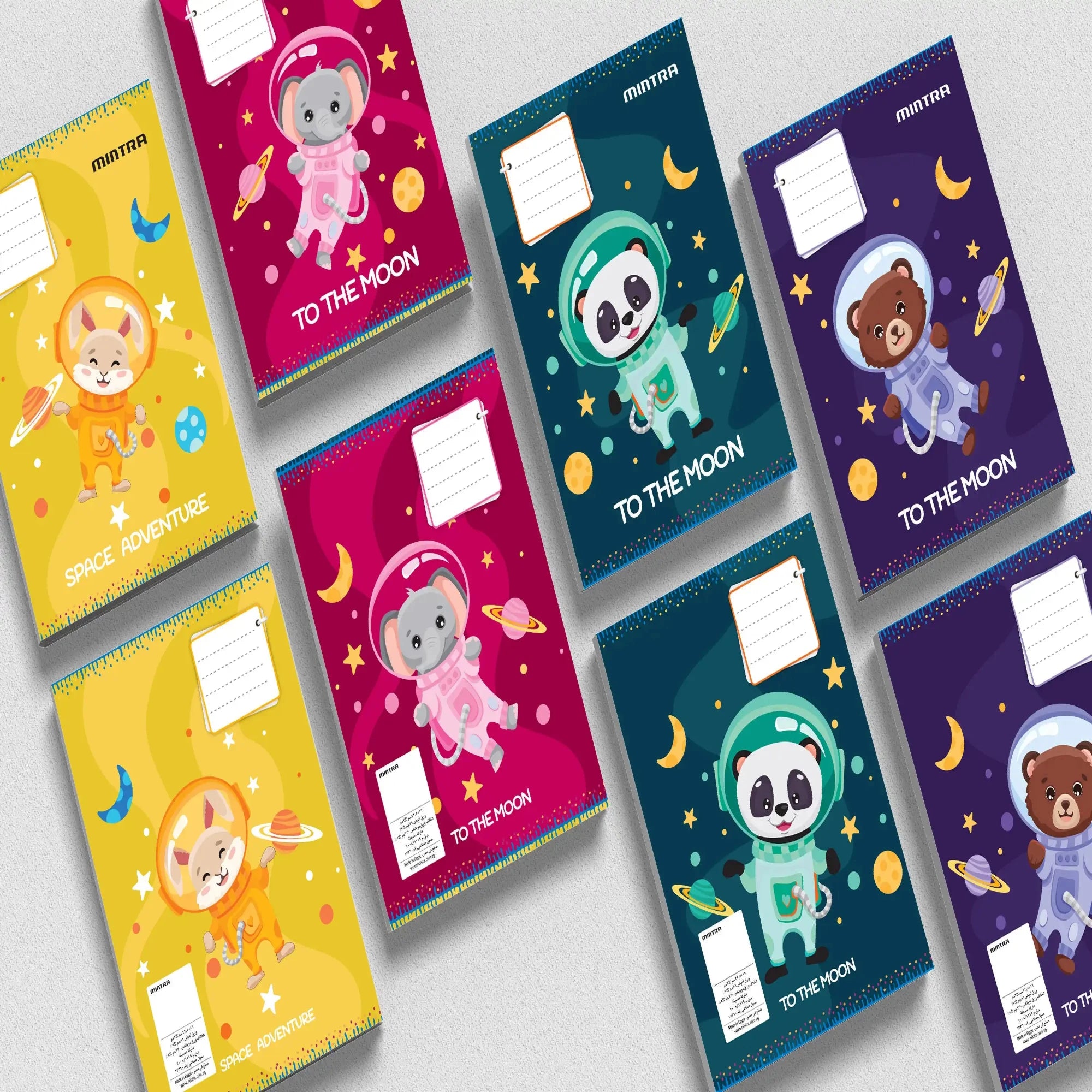 كشكول ملاحظات A5 مدبس 100 صفحة - باللغة الإنجليزية (عبوة من 4)