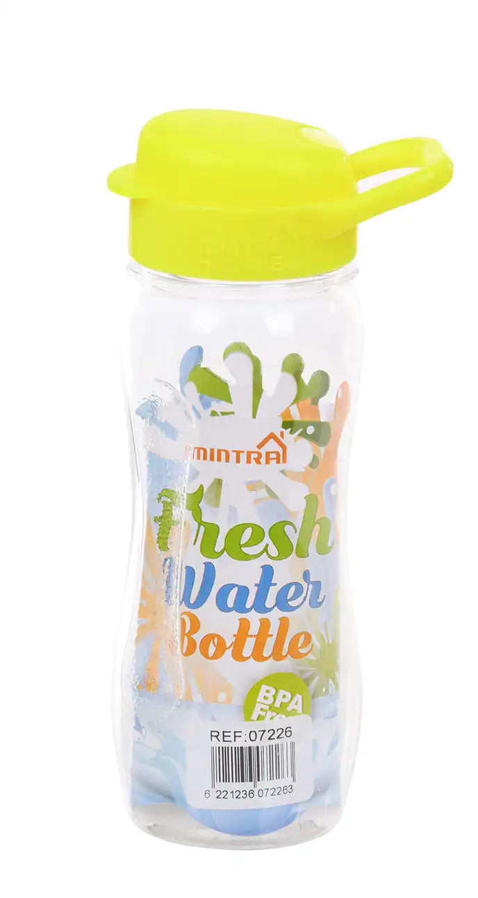 صورة منتج Mintra 650 ml Transparent Water Bottle Neon Yellow