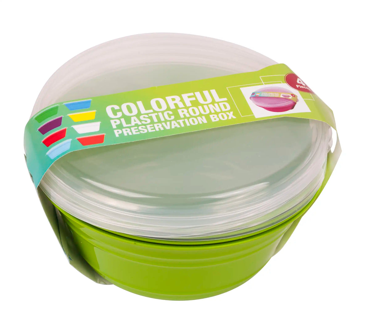 صورة منتج Mintra Round Preservation Bowl With Lid (pack of 4) Green