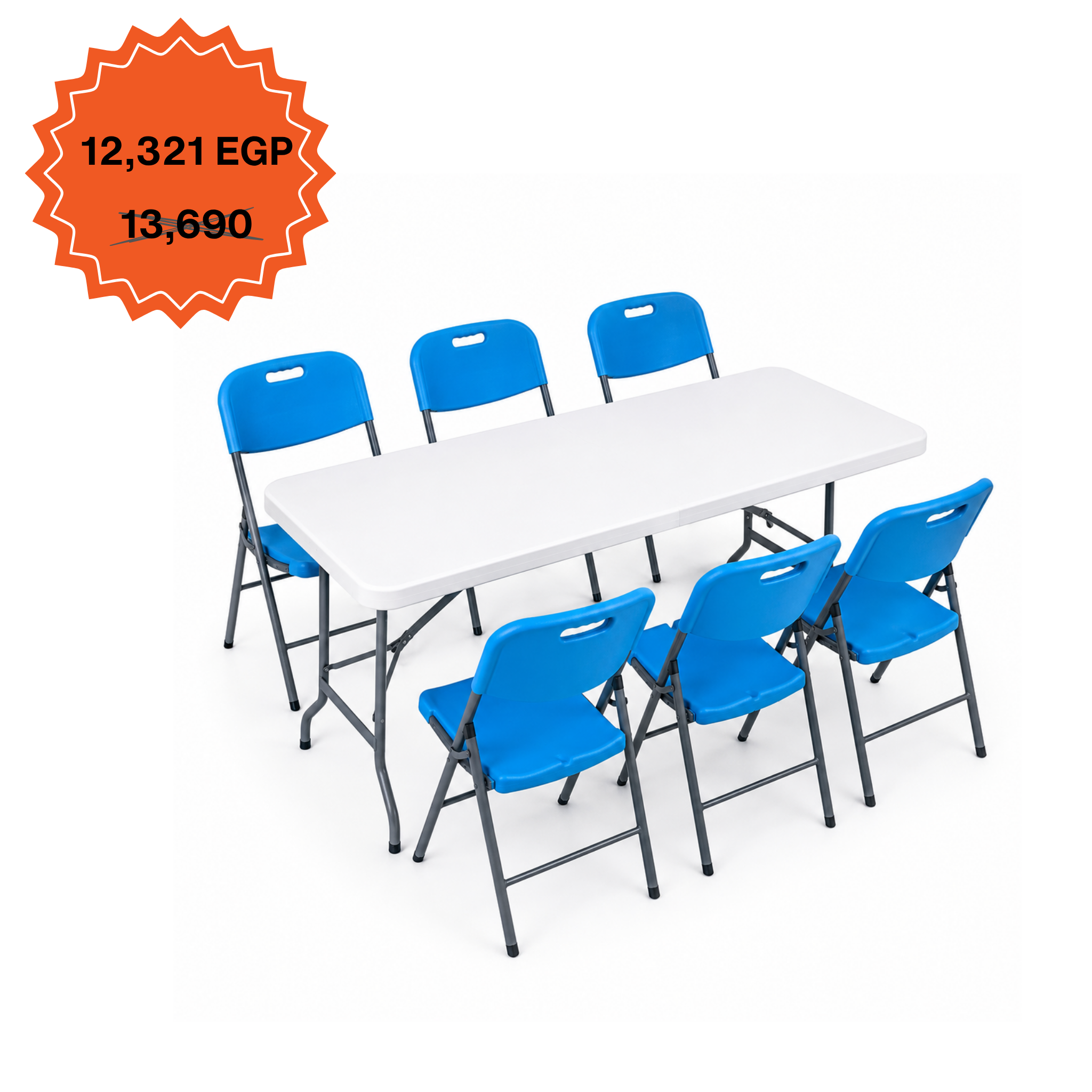 Rectangle Table 152cm Set "Table and 6 Folding Chairs"