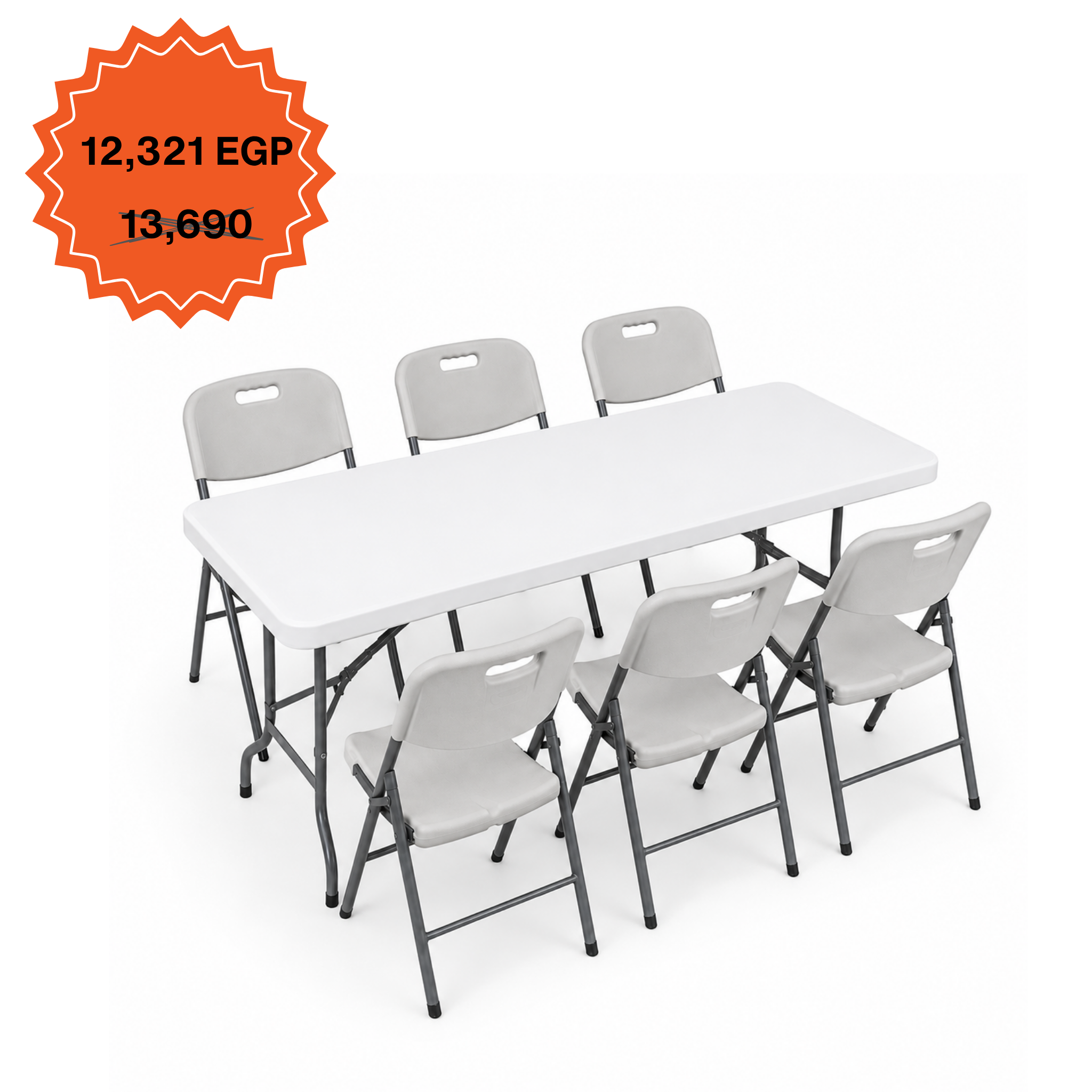 Rectangle Table 152cm Set "Table and 6 Folding Chairs"