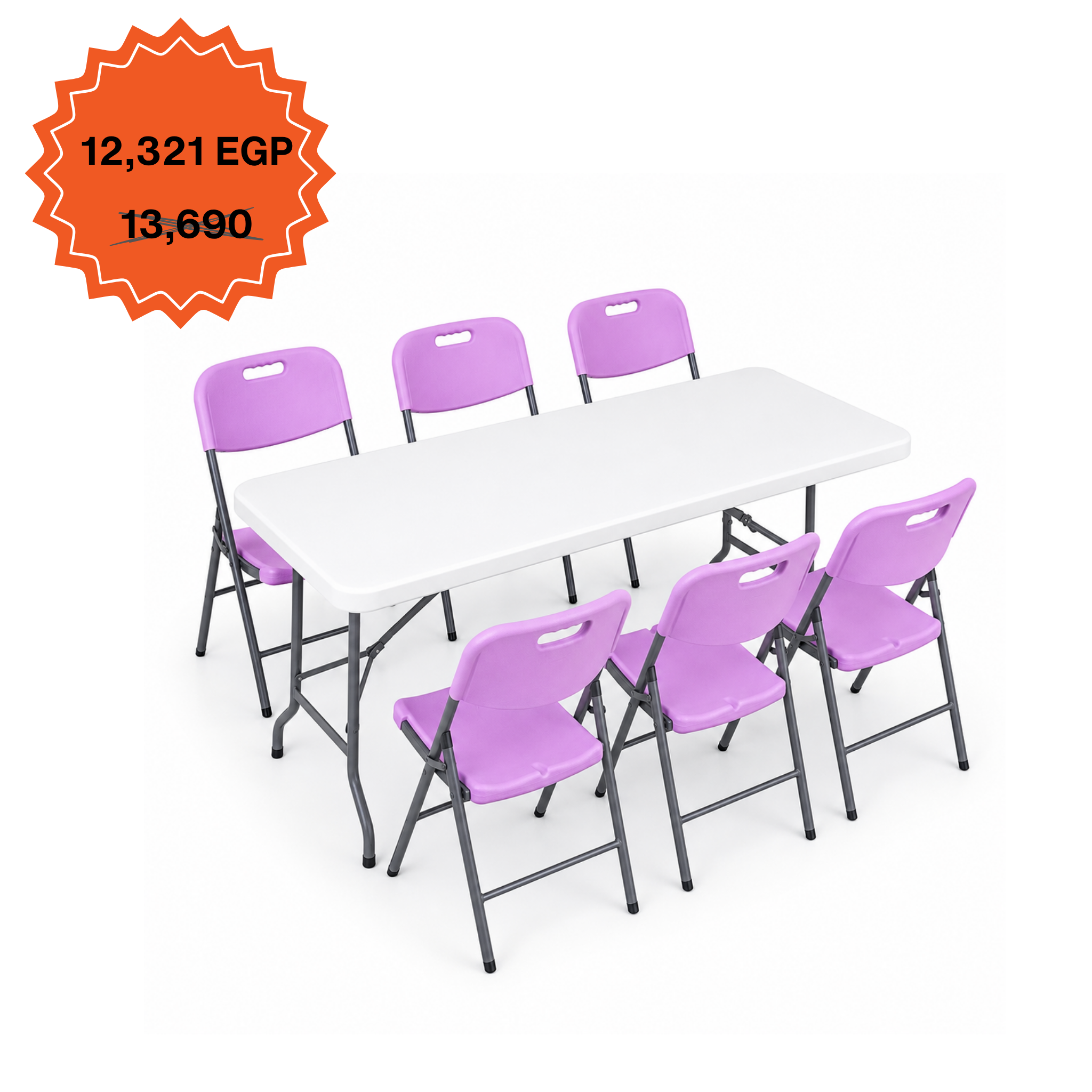Rectangle Table 152cm Set "Table and 6 Folding Chairs"