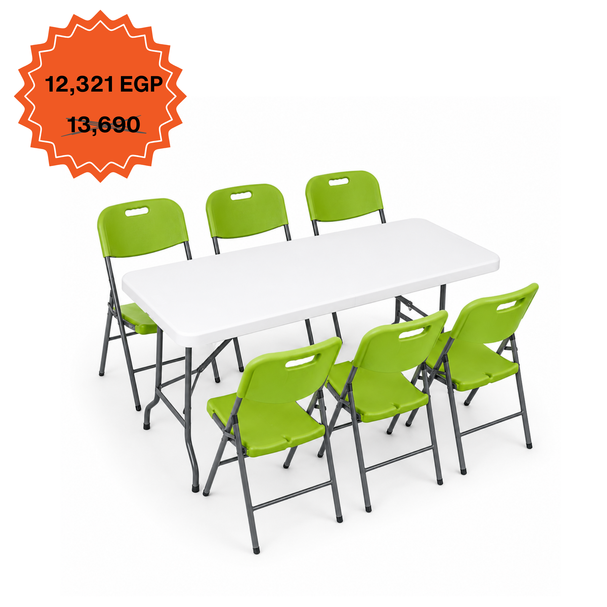 Rectangle Table 152cm Set "Table and 6 Folding Chairs"