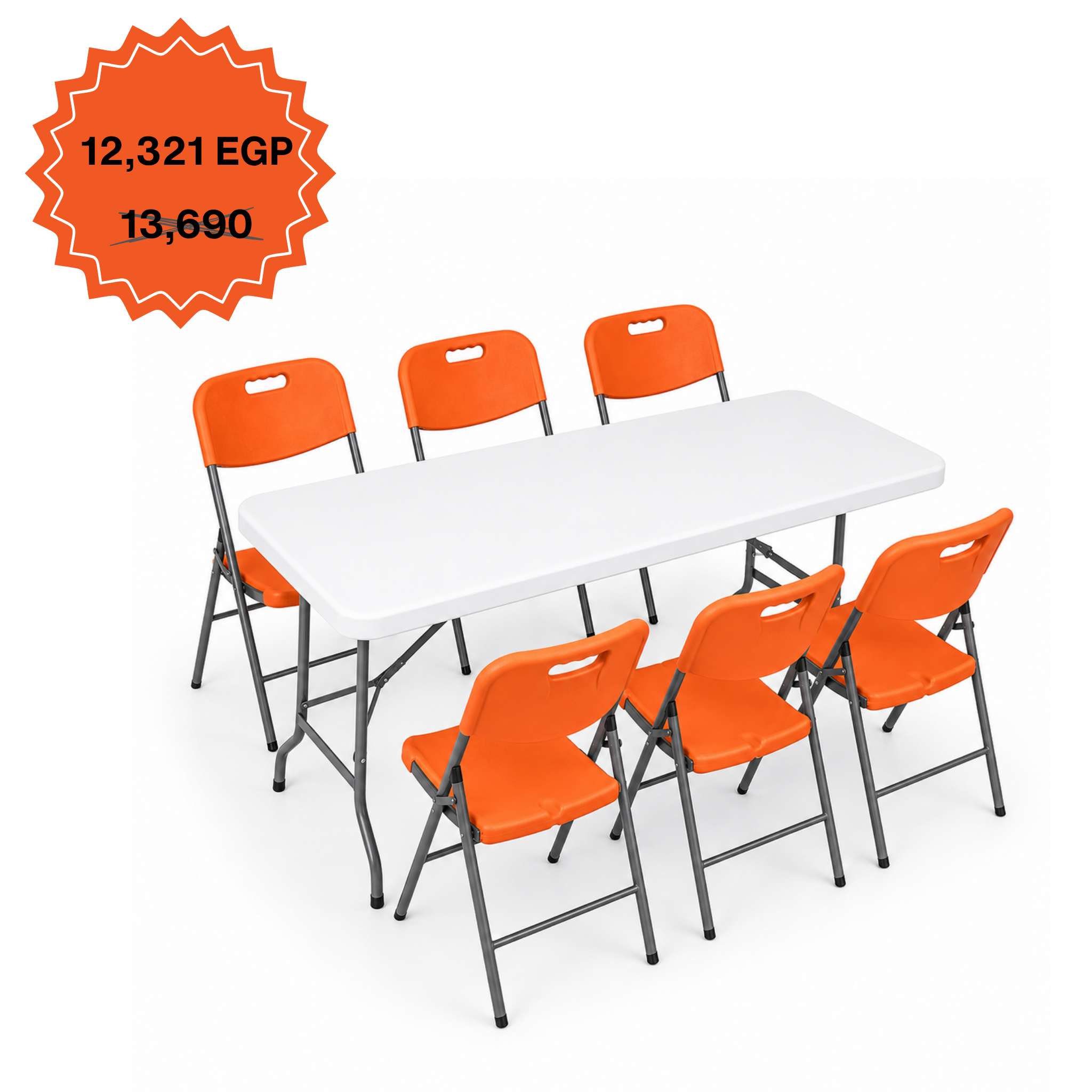 Rectangle Table 152cm Set "Table and 6 Folding Chairs"