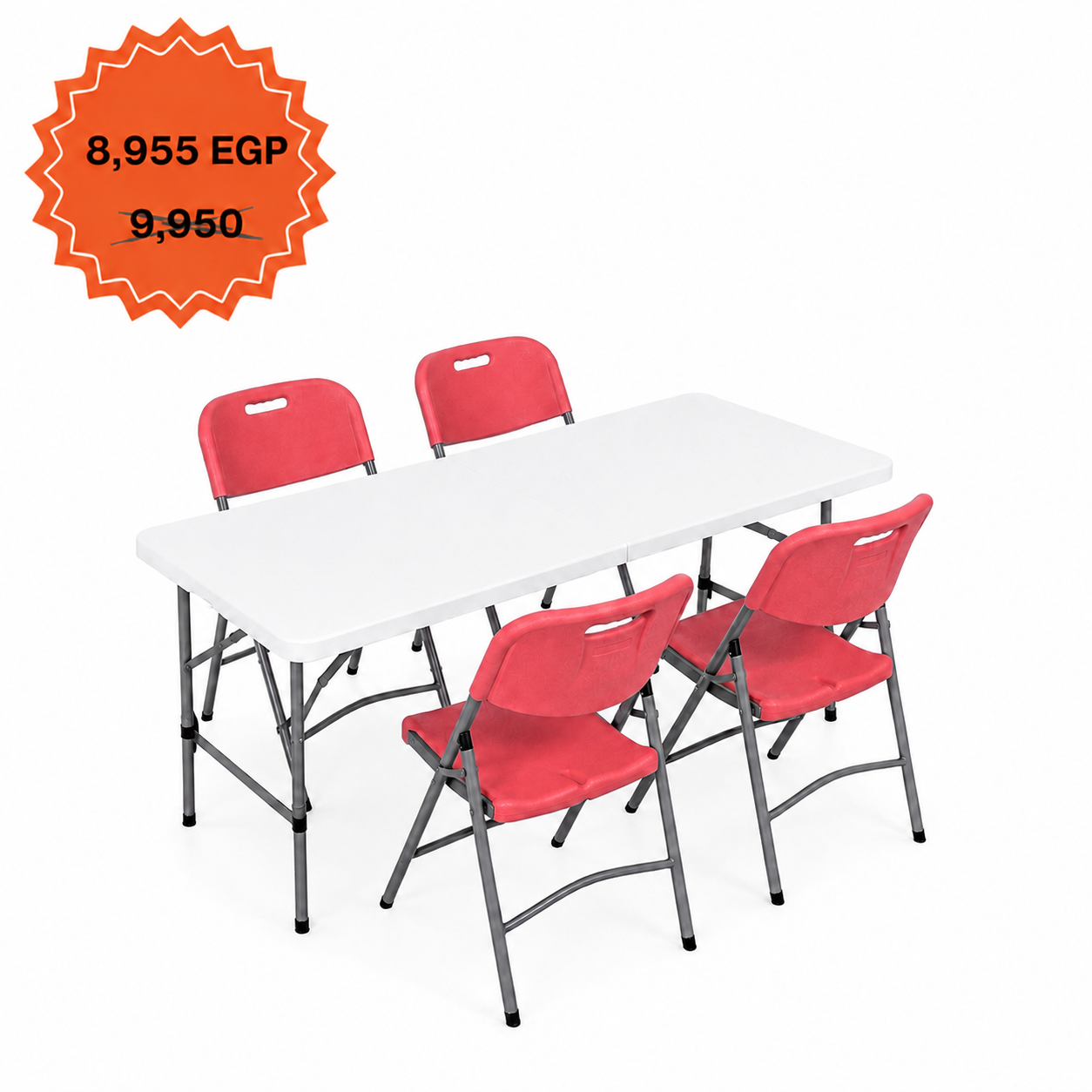 Rectangle Table 122cm Set "Table and 4 Folding Chairs"