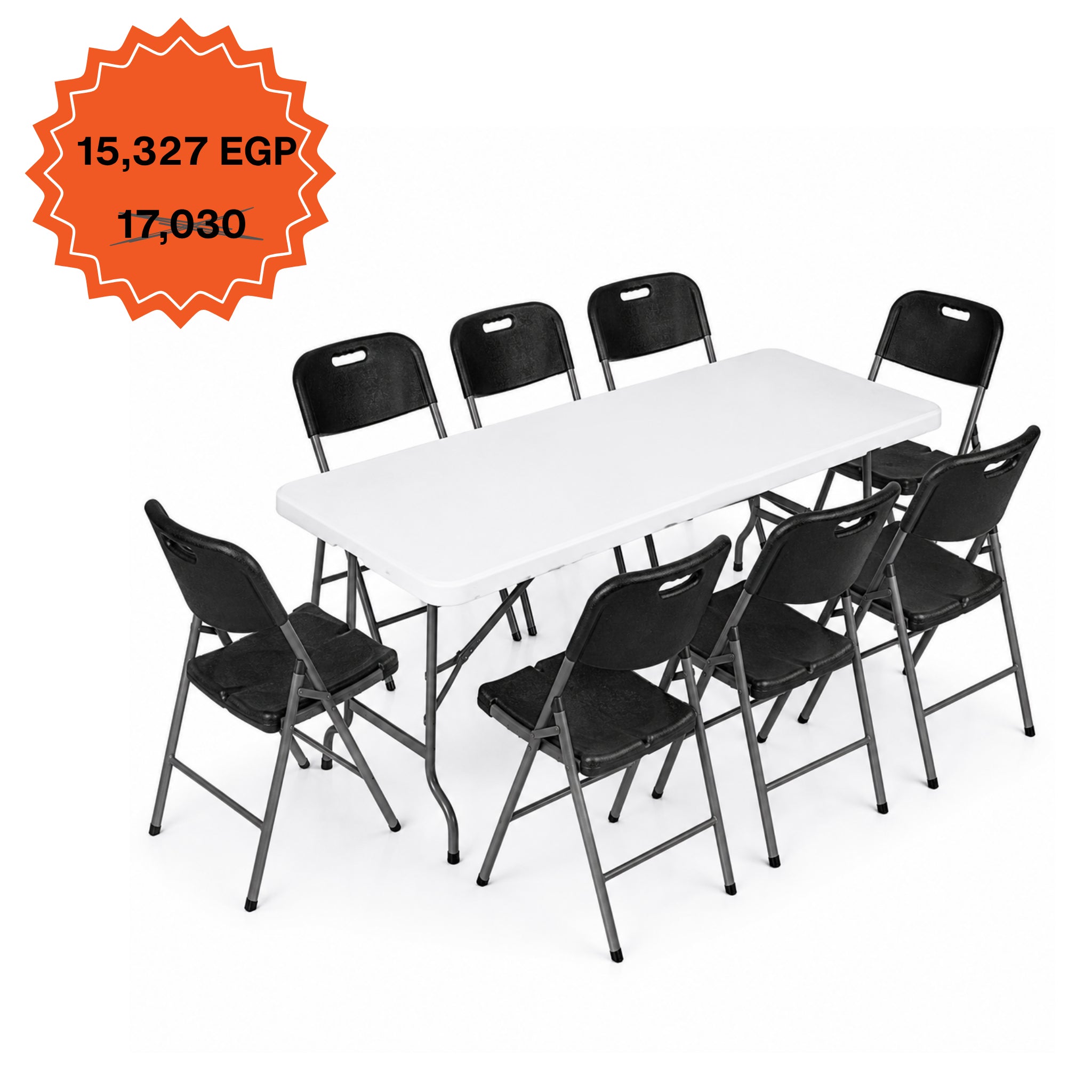Rectangle Table 183cm Set "Table and 8 Folding Chairs"