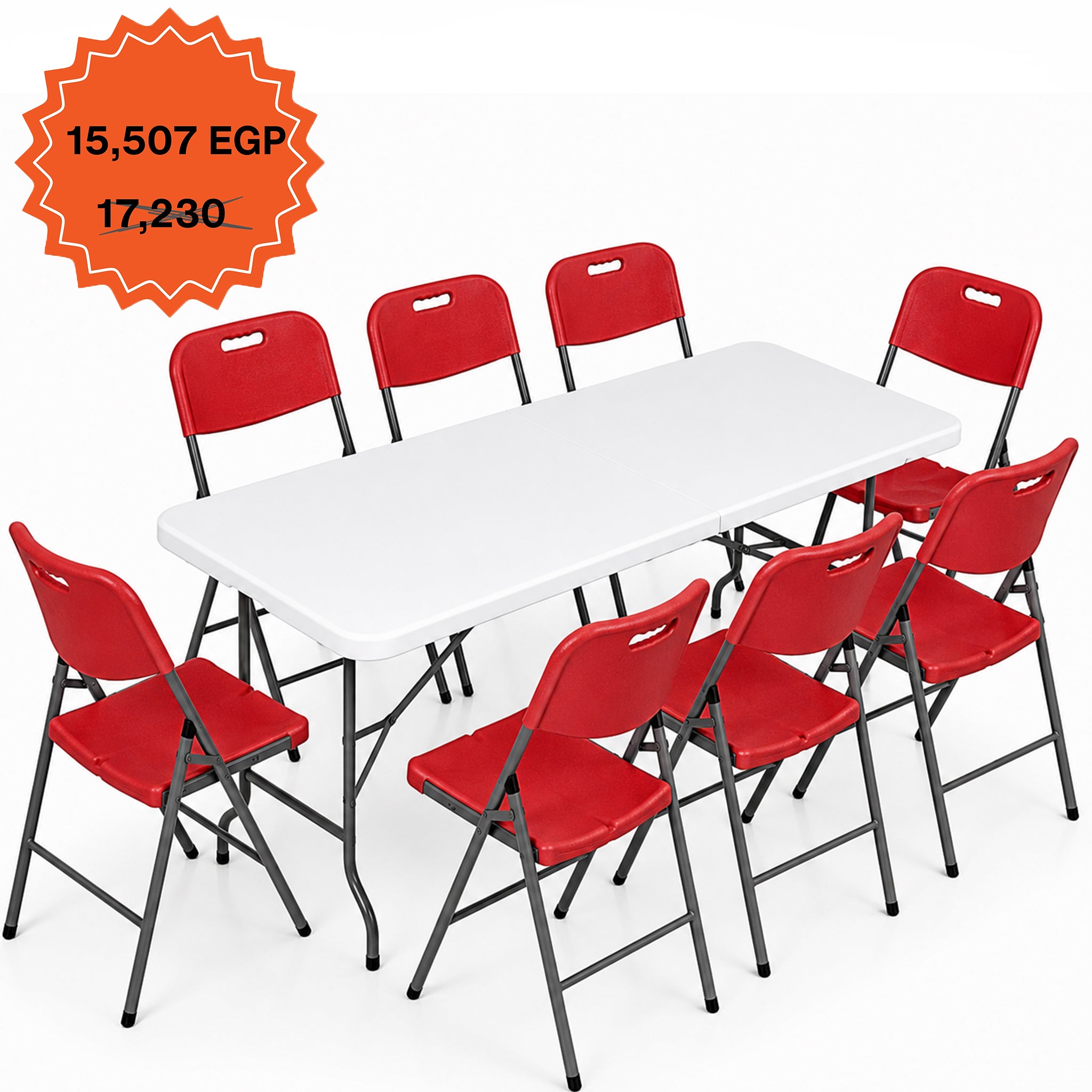 Rectangle Folding Table 183 cm Set "Table and 8 Folding Chairs"