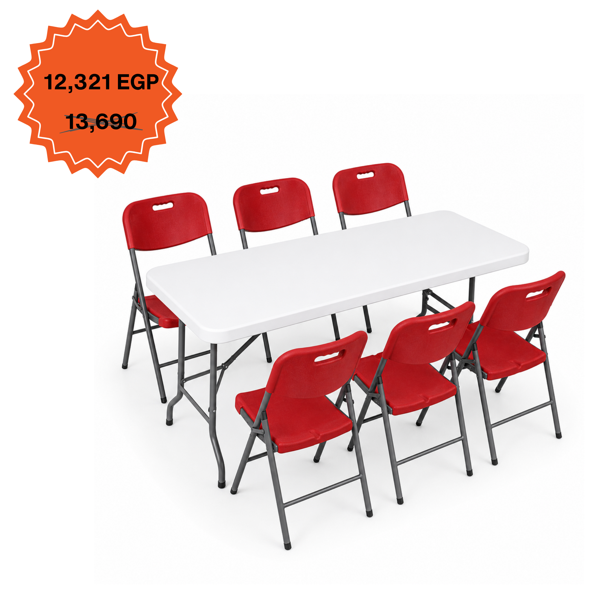 Rectangle Table 152cm Set "Table and 6 Folding Chairs"