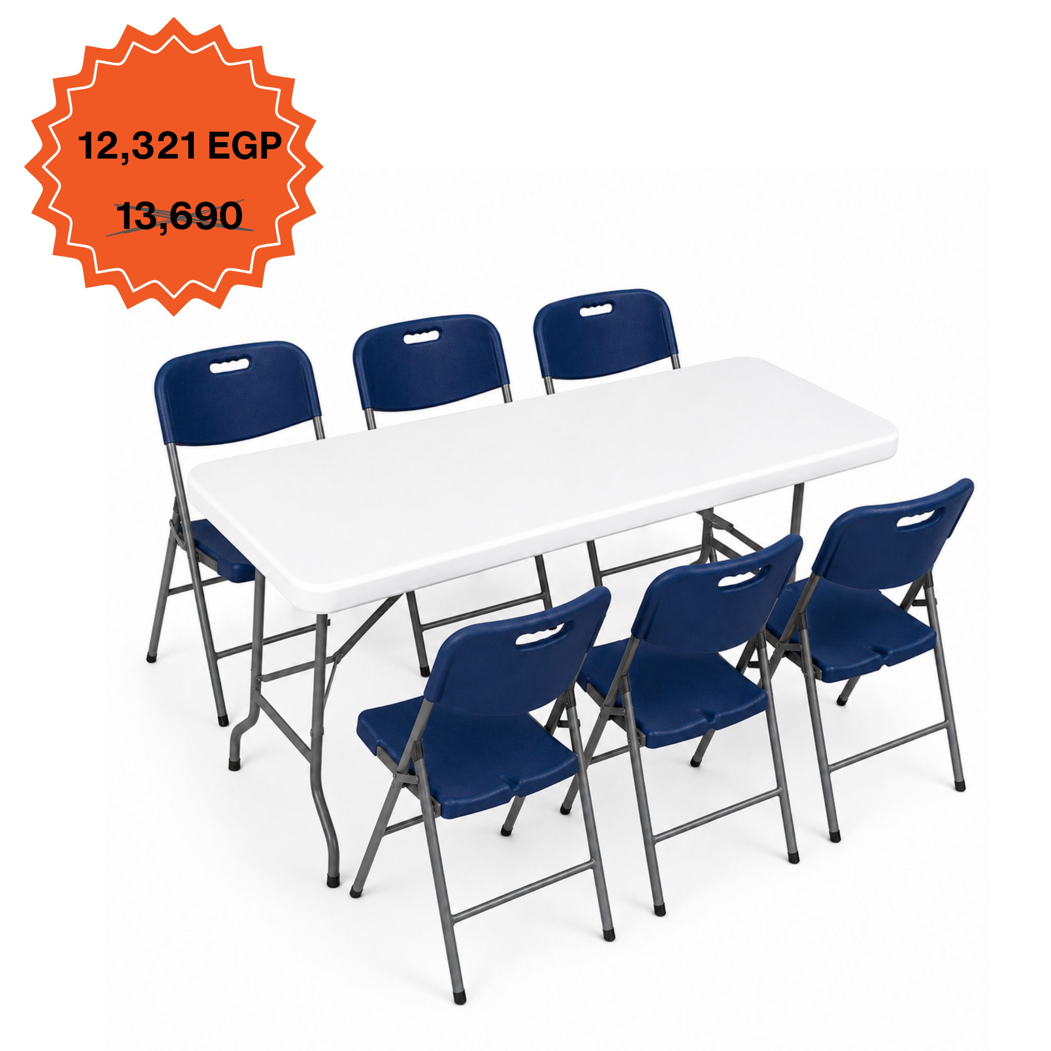 Rectangle Table 152cm Set "Table and 6 Folding Chairs"