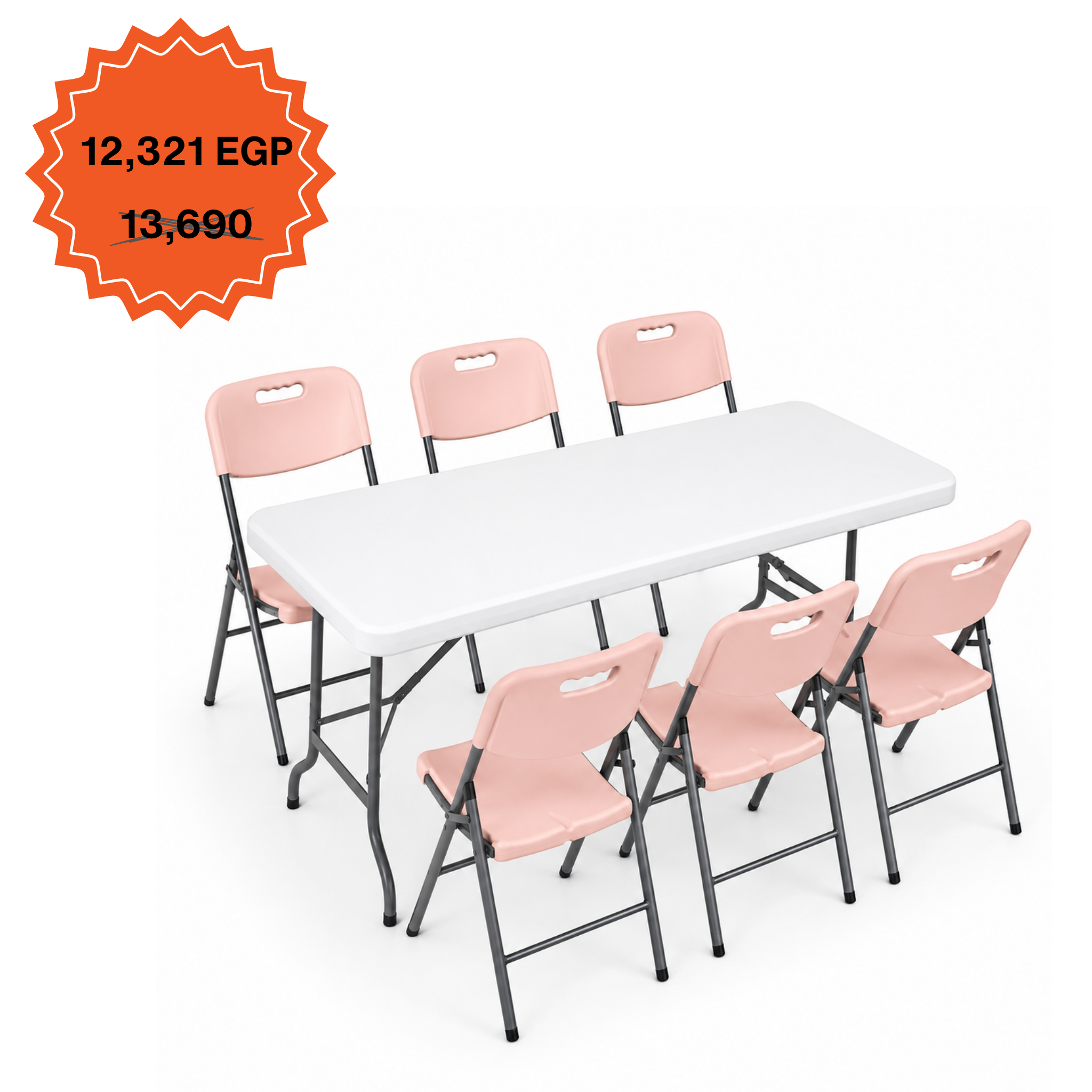 Rectangle Table 152cm Set "Table and 6 Folding Chairs"