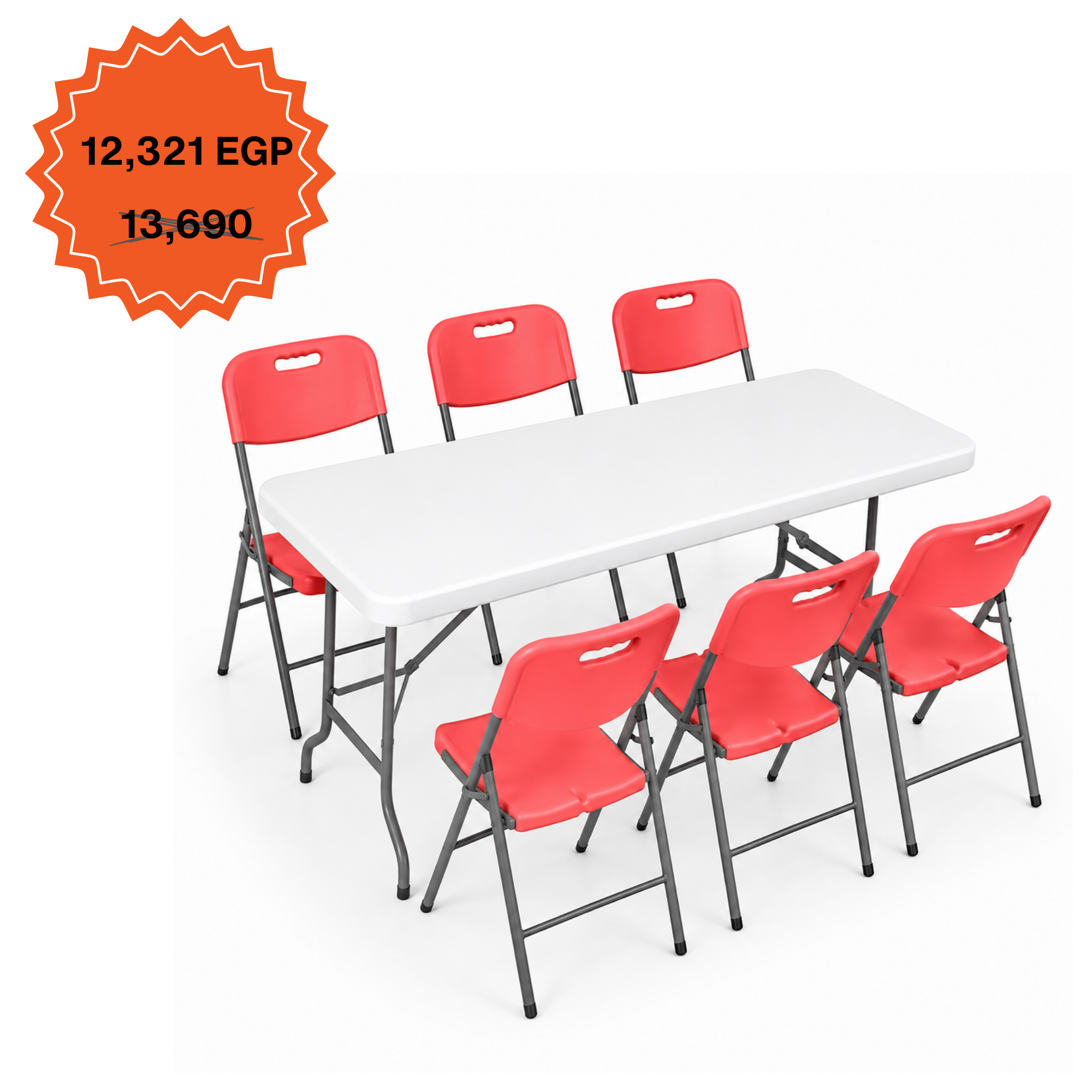 Rectangle Table 152cm Set "Table and 6 Folding Chairs"