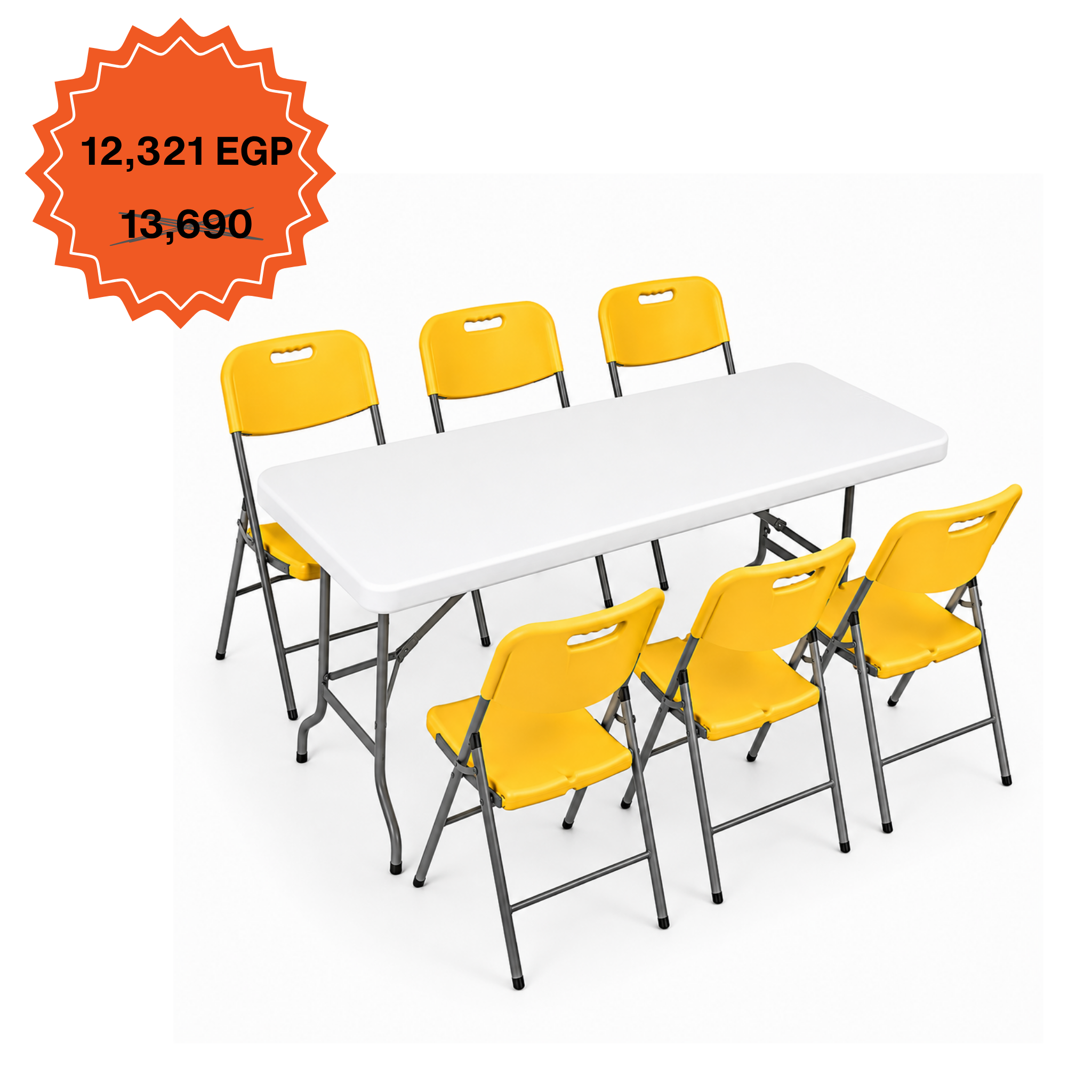 Rectangle Table 152cm Set "Table and 6 Folding Chairs"