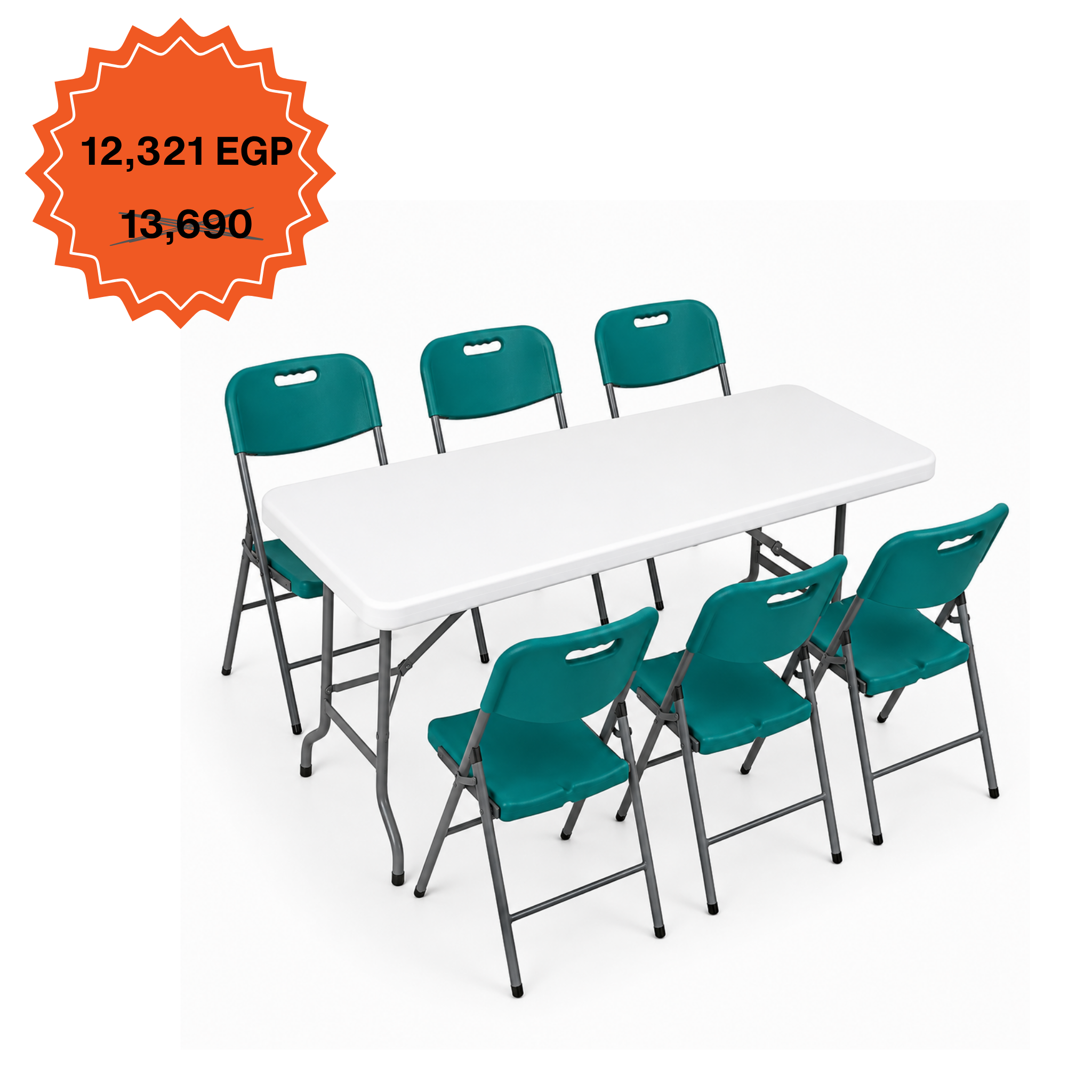 Rectangle Table 152cm Set "Table and 6 Folding Chairs"