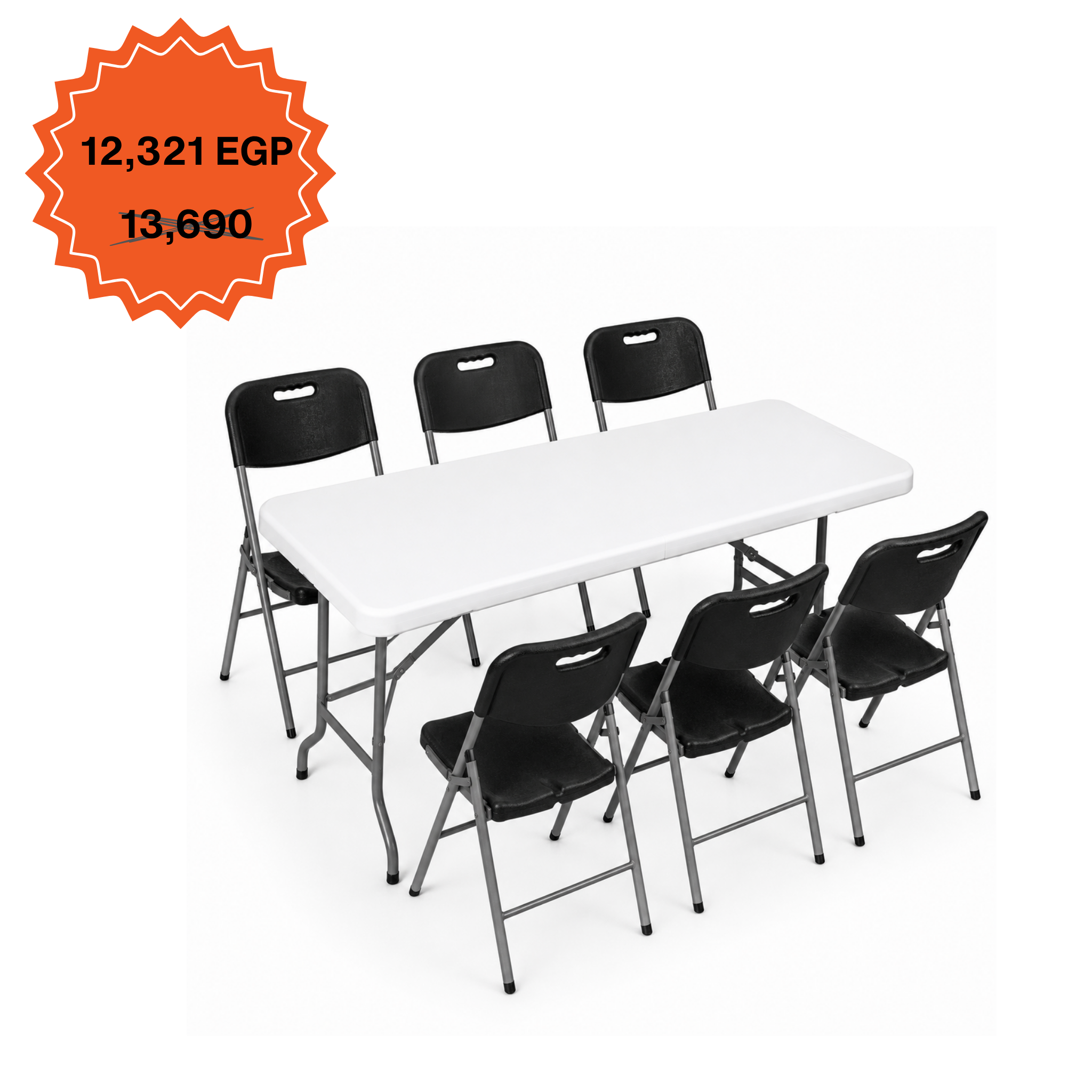 Rectangle Table 152cm Set "Table and 6 Folding Chairs"