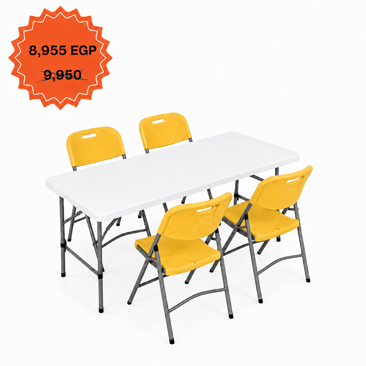 Rectangle Table 122cm Set "Table and 4 Folding Chairs"