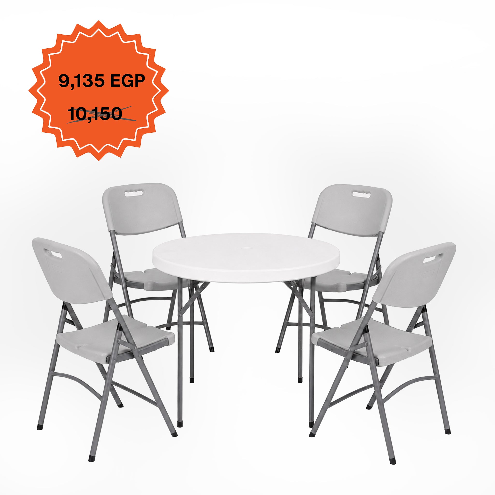 Round Table 110cm Set "Table and 4 Folding Chairs"