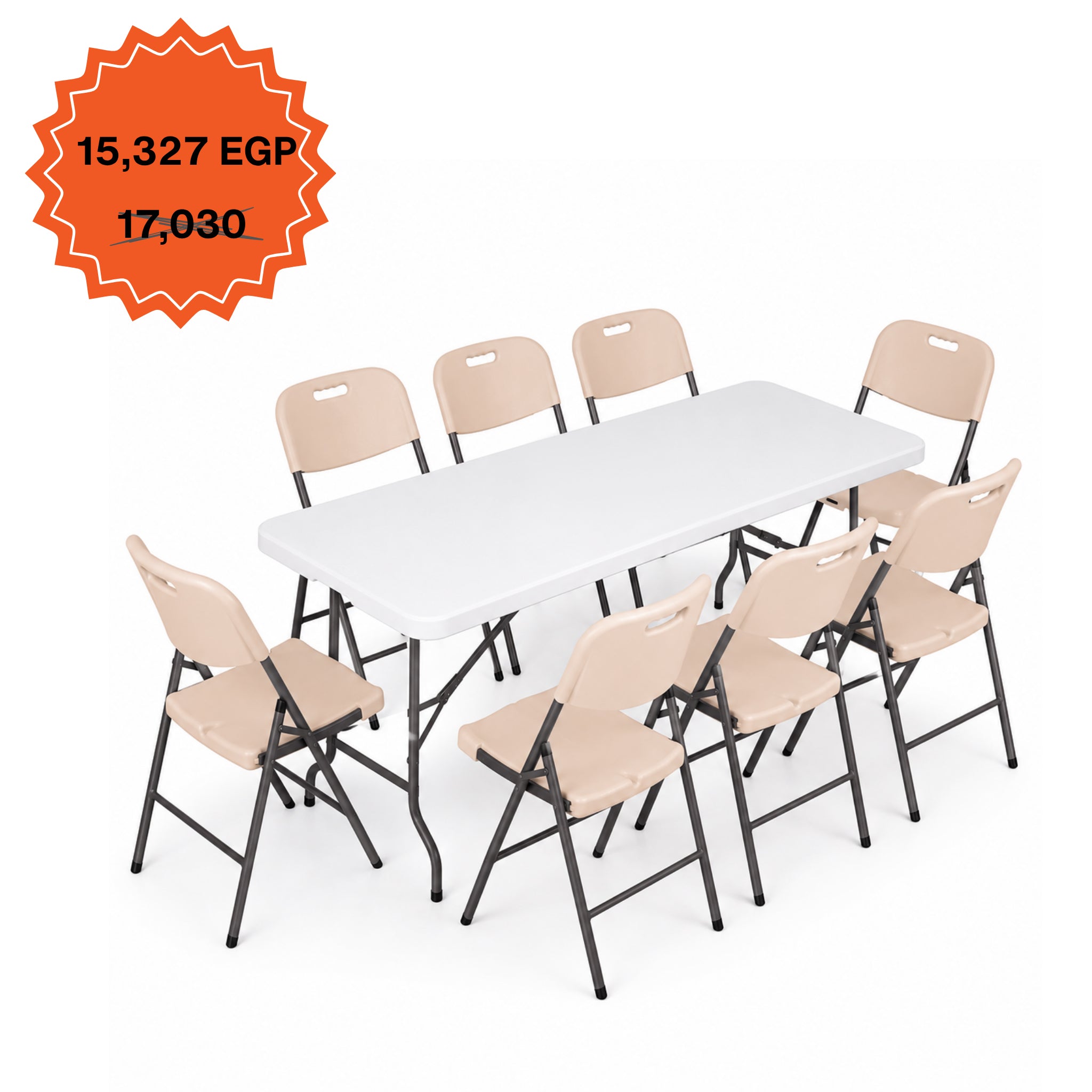 Rectangle Table 183cm Set "Table and 8 Folding Chairs"