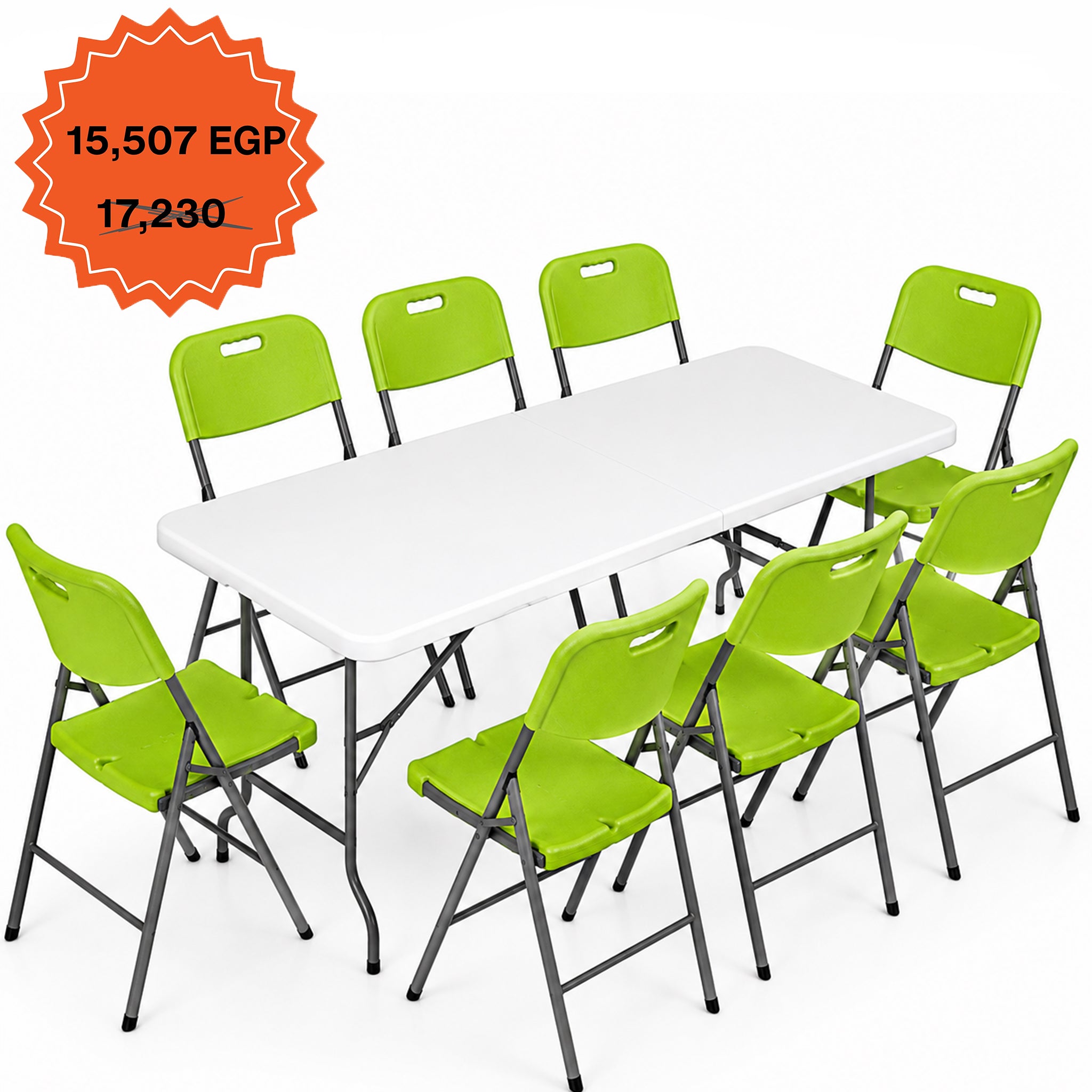 Rectangle Folding Table 183 cm Set "Table and 8 Folding Chairs"