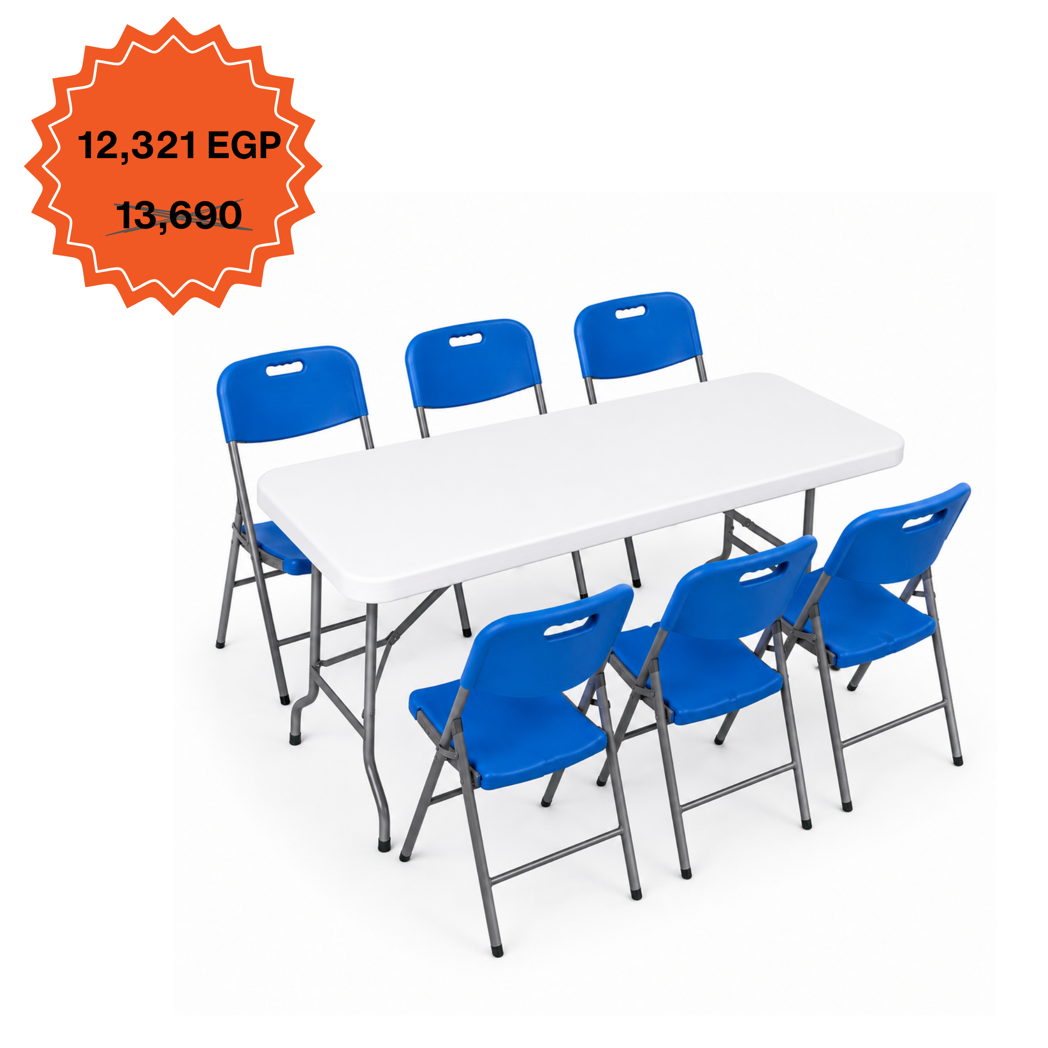 Rectangle Table 152cm Set "Table and 6 Folding Chairs"