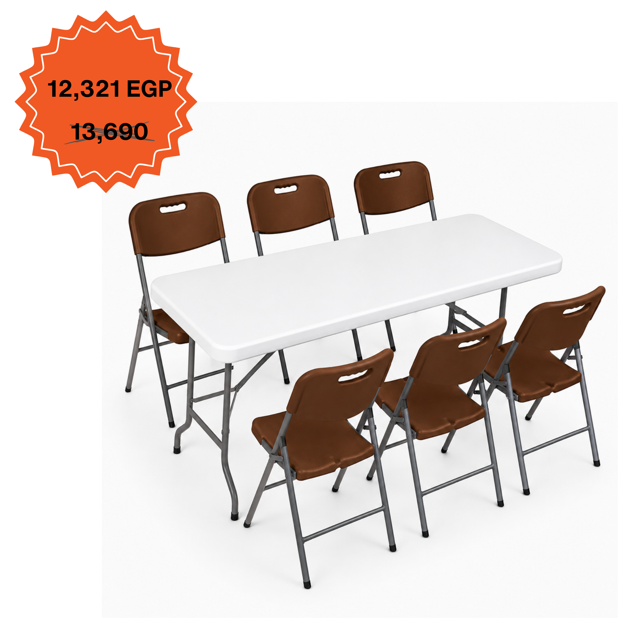 Rectangle Table 152cm Set "Table and 6 Folding Chairs"