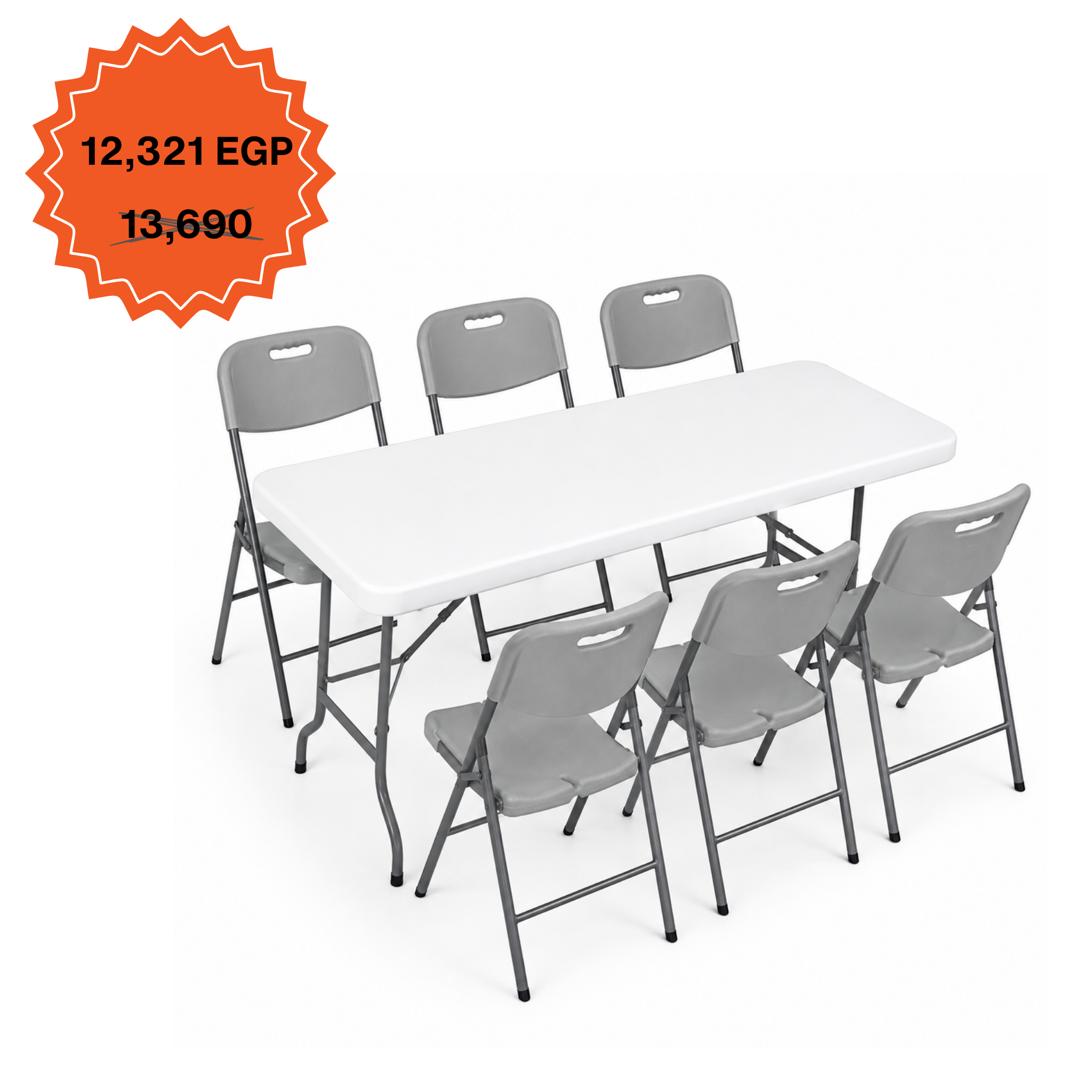 Rectangle Table 152cm Set "Table and 6 Folding Chairs"