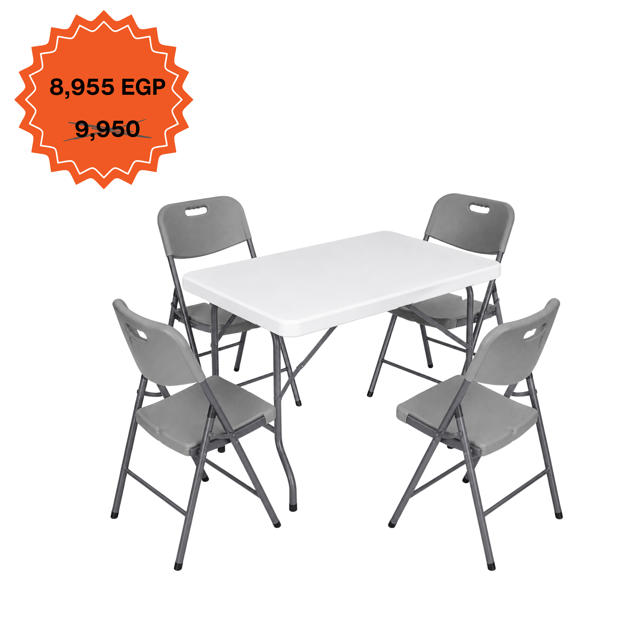 Rectangle Table 122cm Set "Table and 4 Folding Chairs"