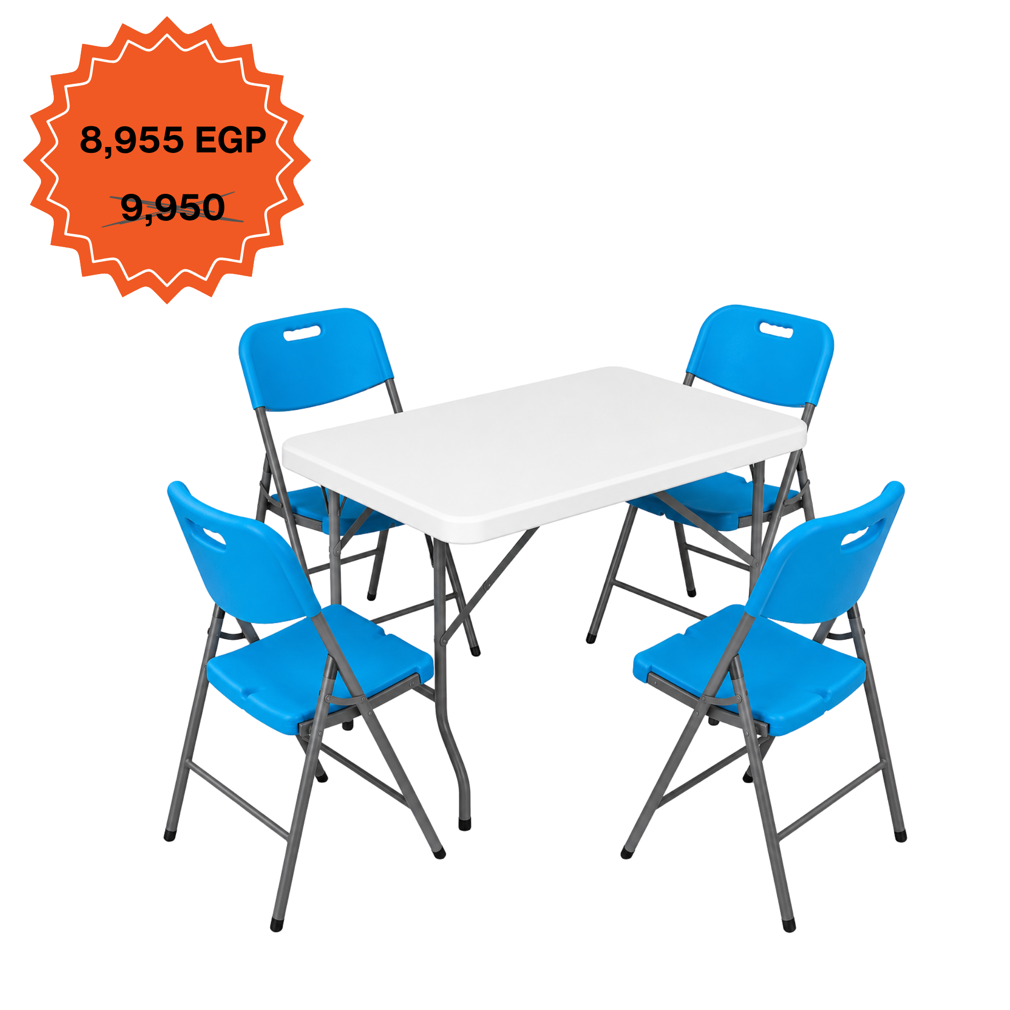 Rectangle Table 122cm Set "Table and 4 Folding Chairs"