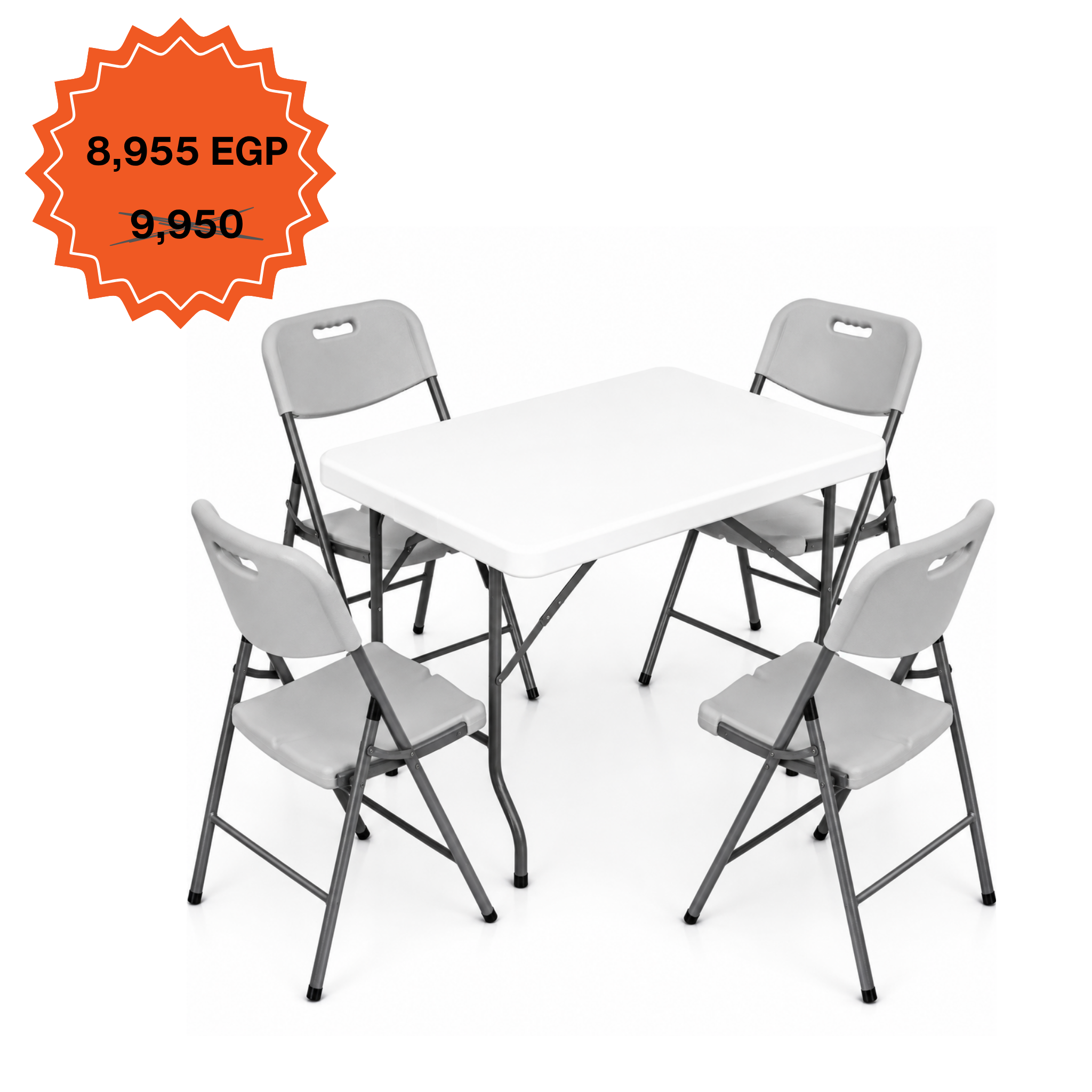 Rectangle Table 122cm Set "Table and 4 Folding Chairs"