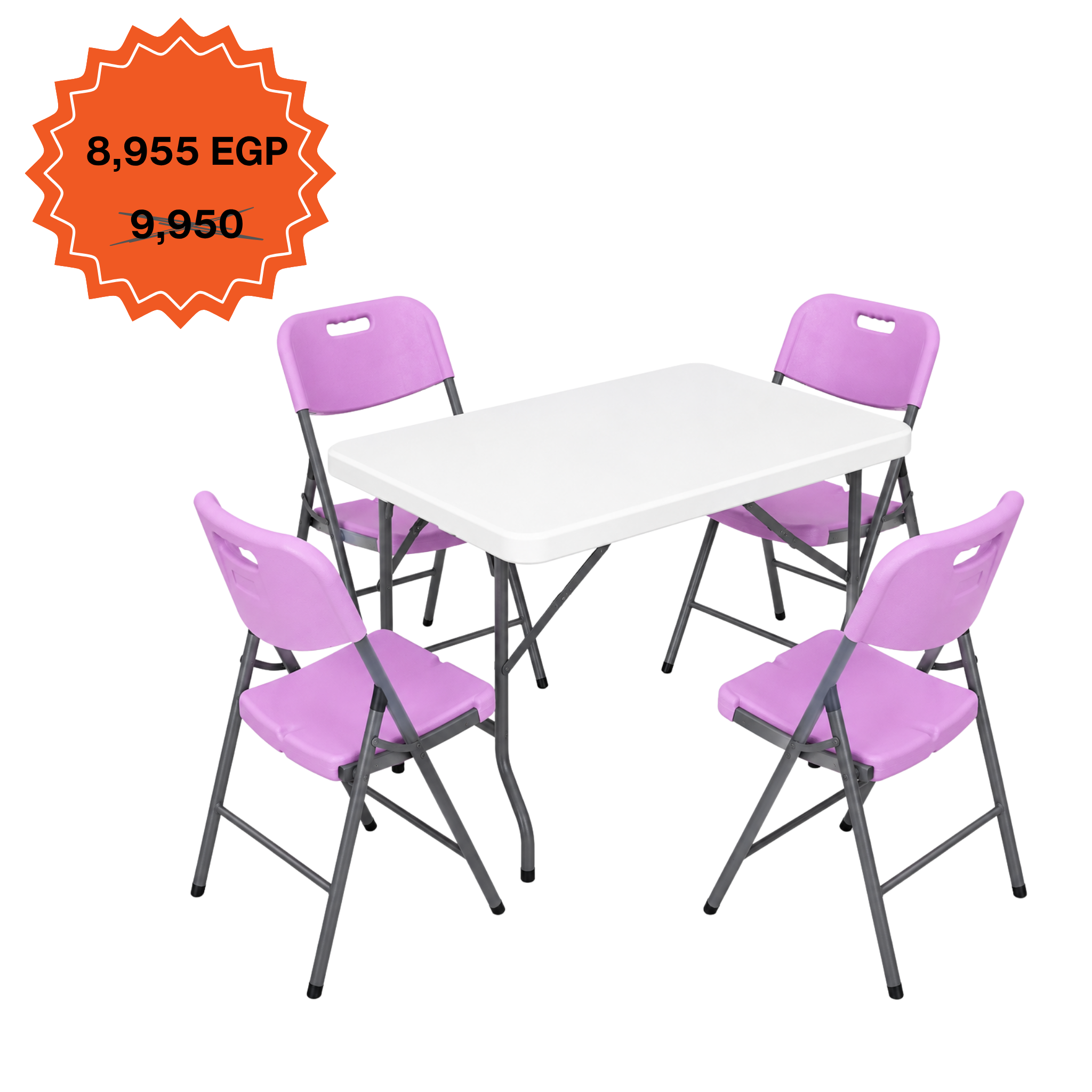 Rectangle Table 122cm Set "Table and 4 Folding Chairs"