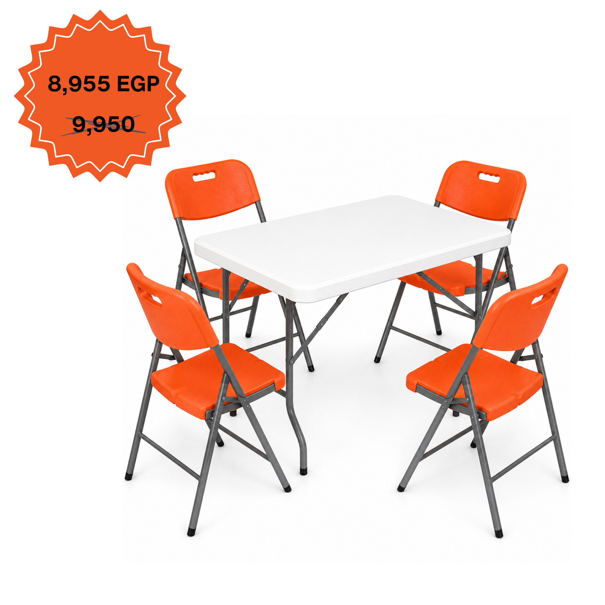Rectangle Table 122cm Set "Table and 4 Folding Chairs"