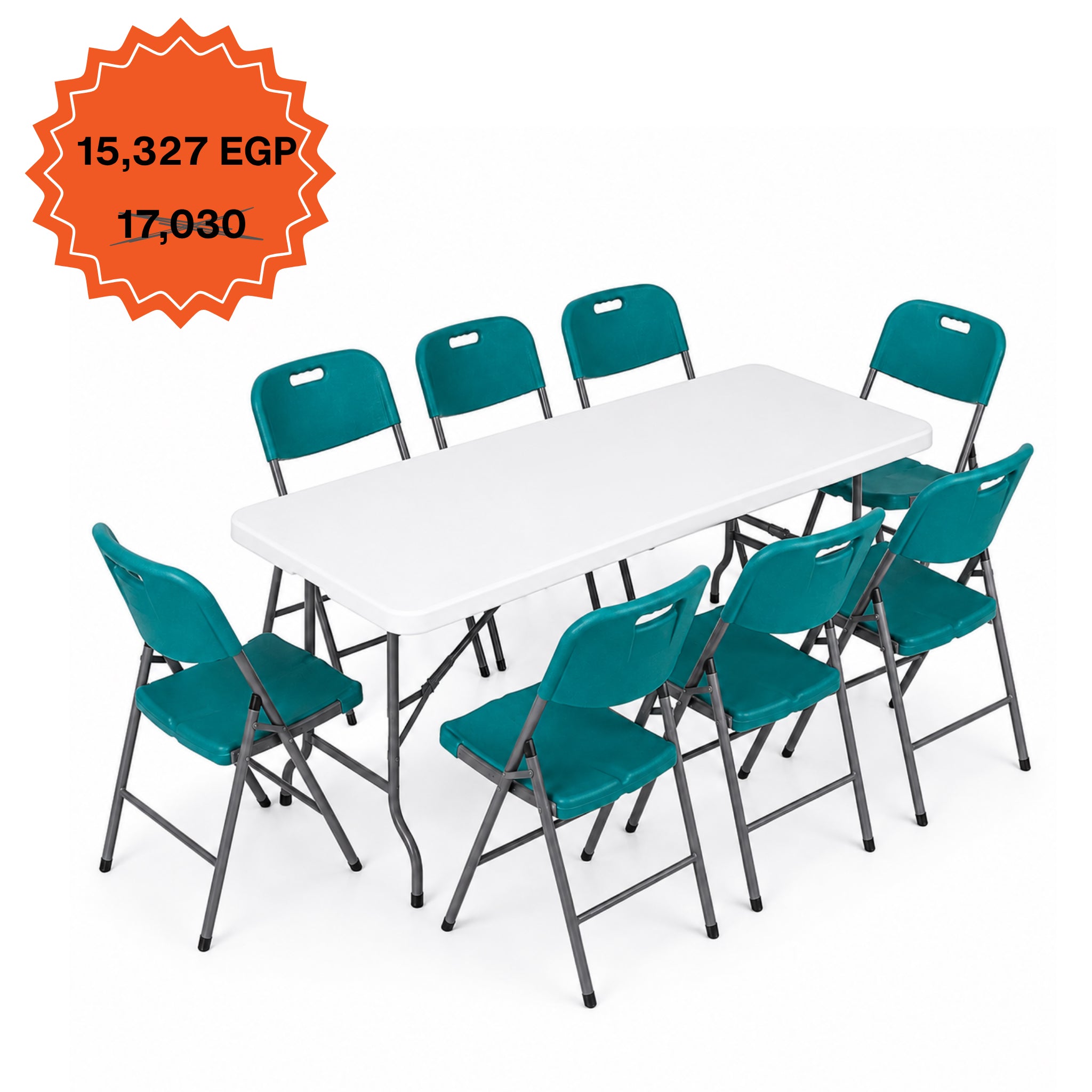 Rectangle Table 183cm Set "Table and 8 Folding Chairs"