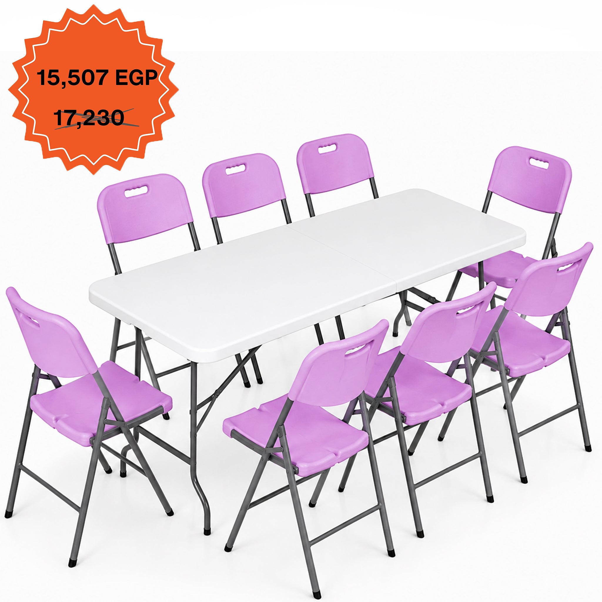Rectangle Folding Table 183 cm Set "Table and 8 Folding Chairs"