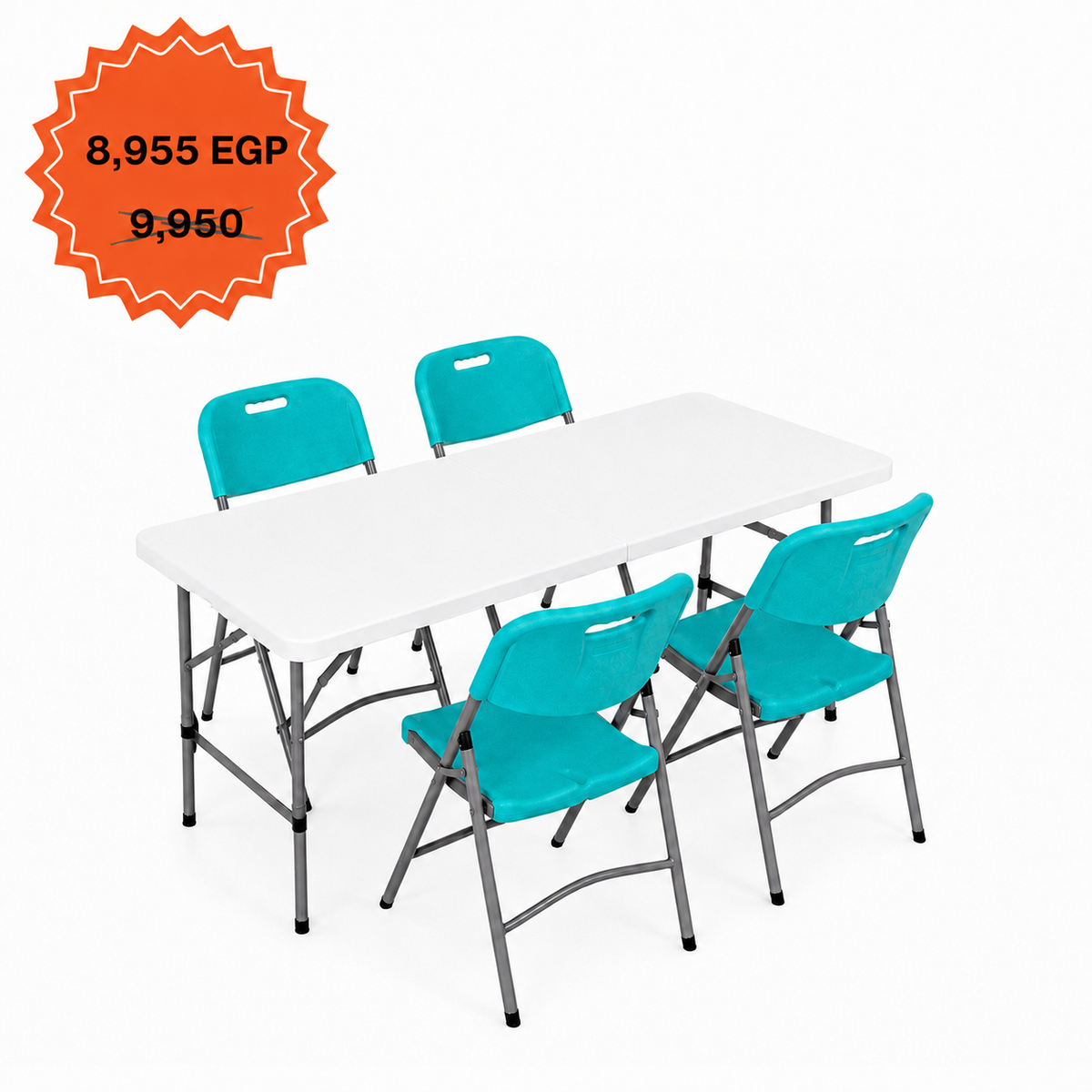 Rectangle Table 122cm Set "Table and 4 Folding Chairs"