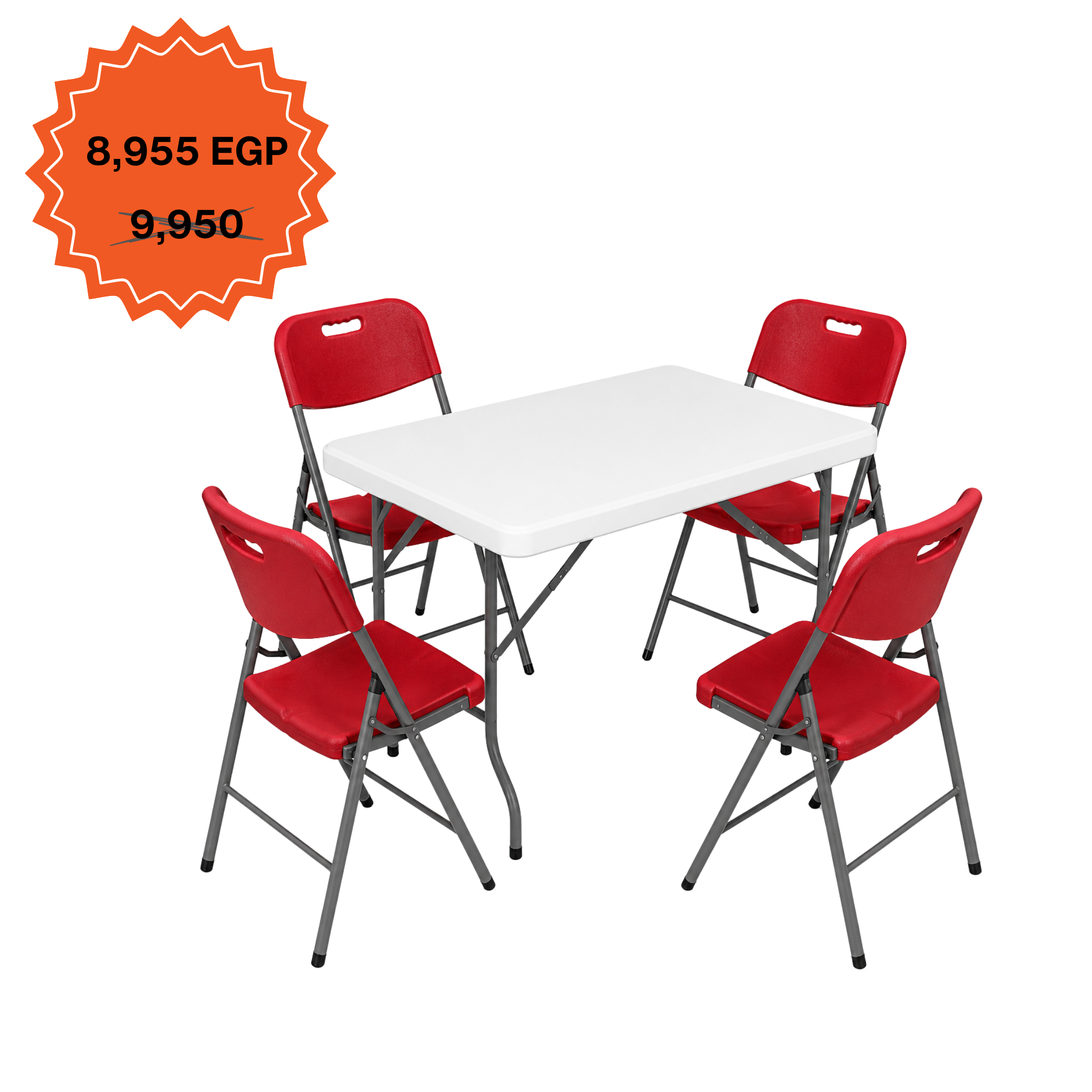 Rectangle Table 122cm Set "Table and 4 Folding Chairs"