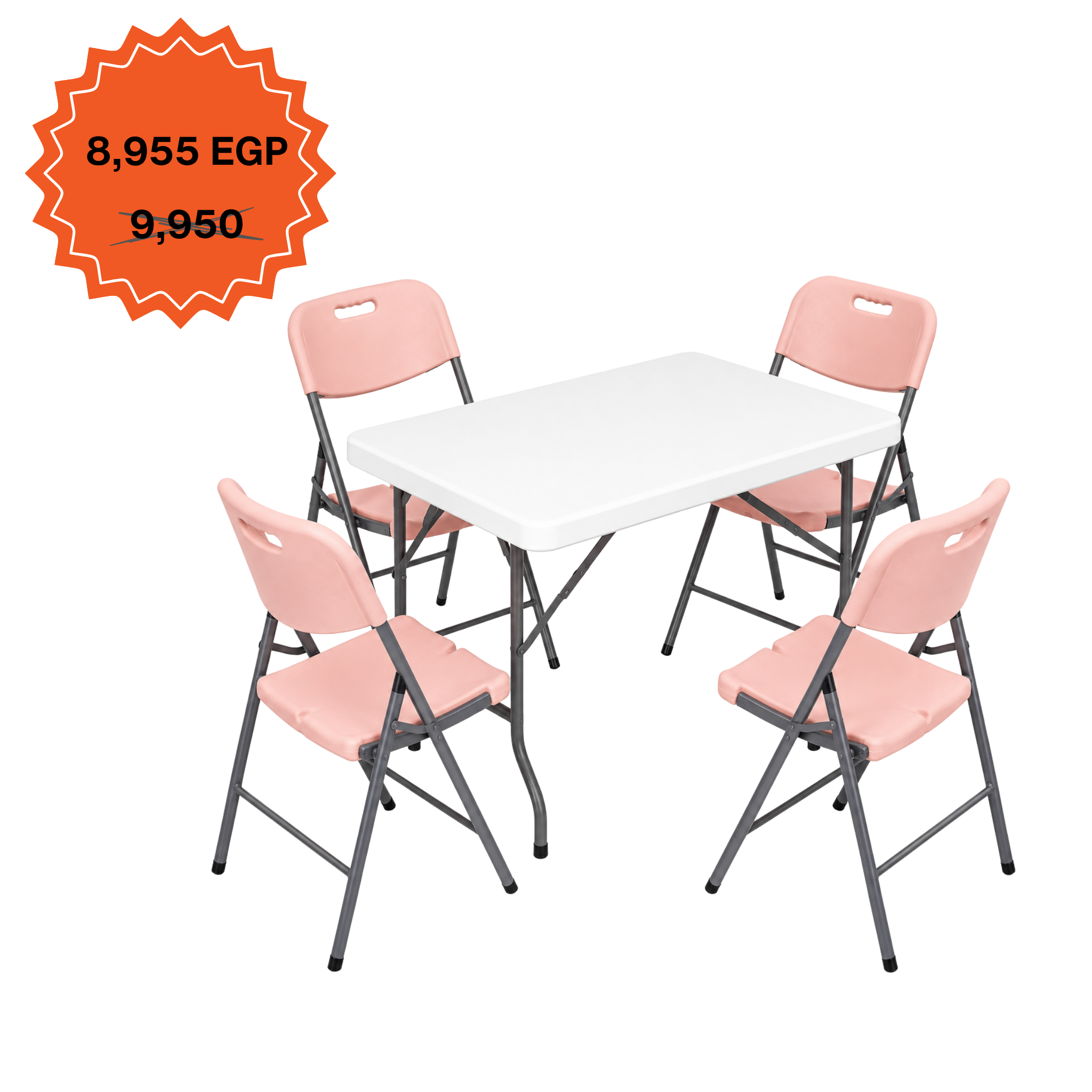 Rectangle Table 122cm Set "Table and 4 Folding Chairs"