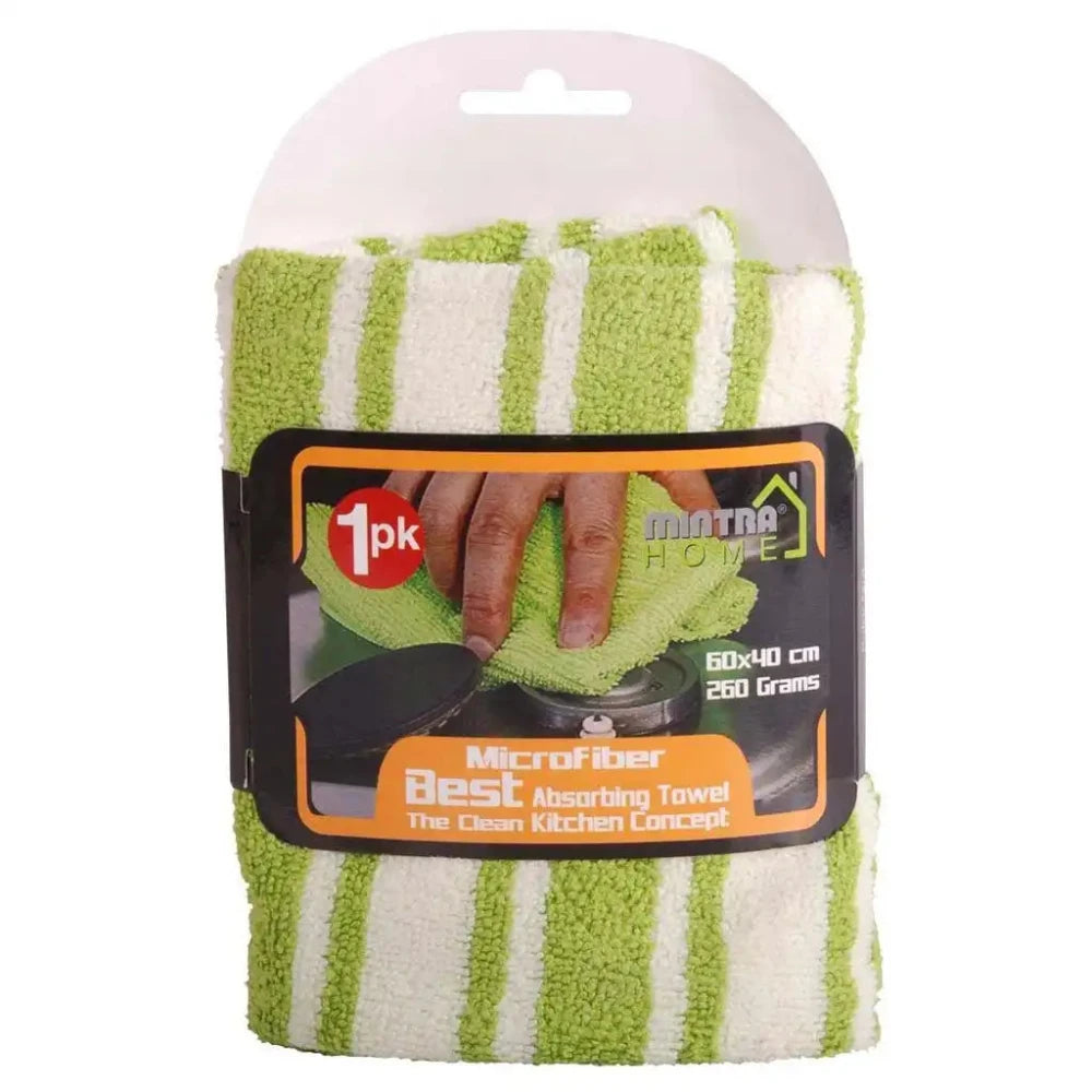صورة منتج Mintra Microfiber Kitchen Towel - Stripes Design Green