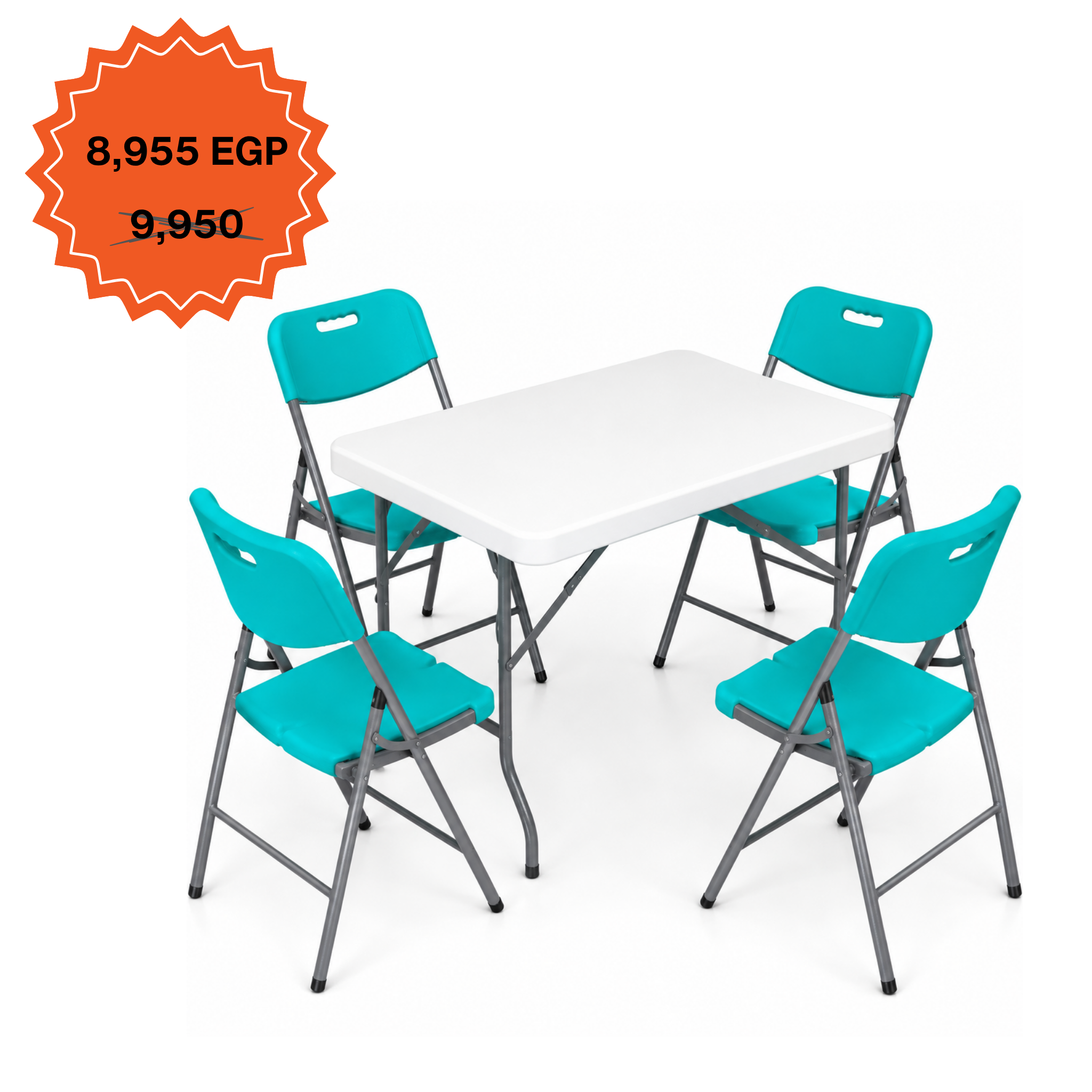 Rectangle Table 122cm Set "Table and 4 Folding Chairs"