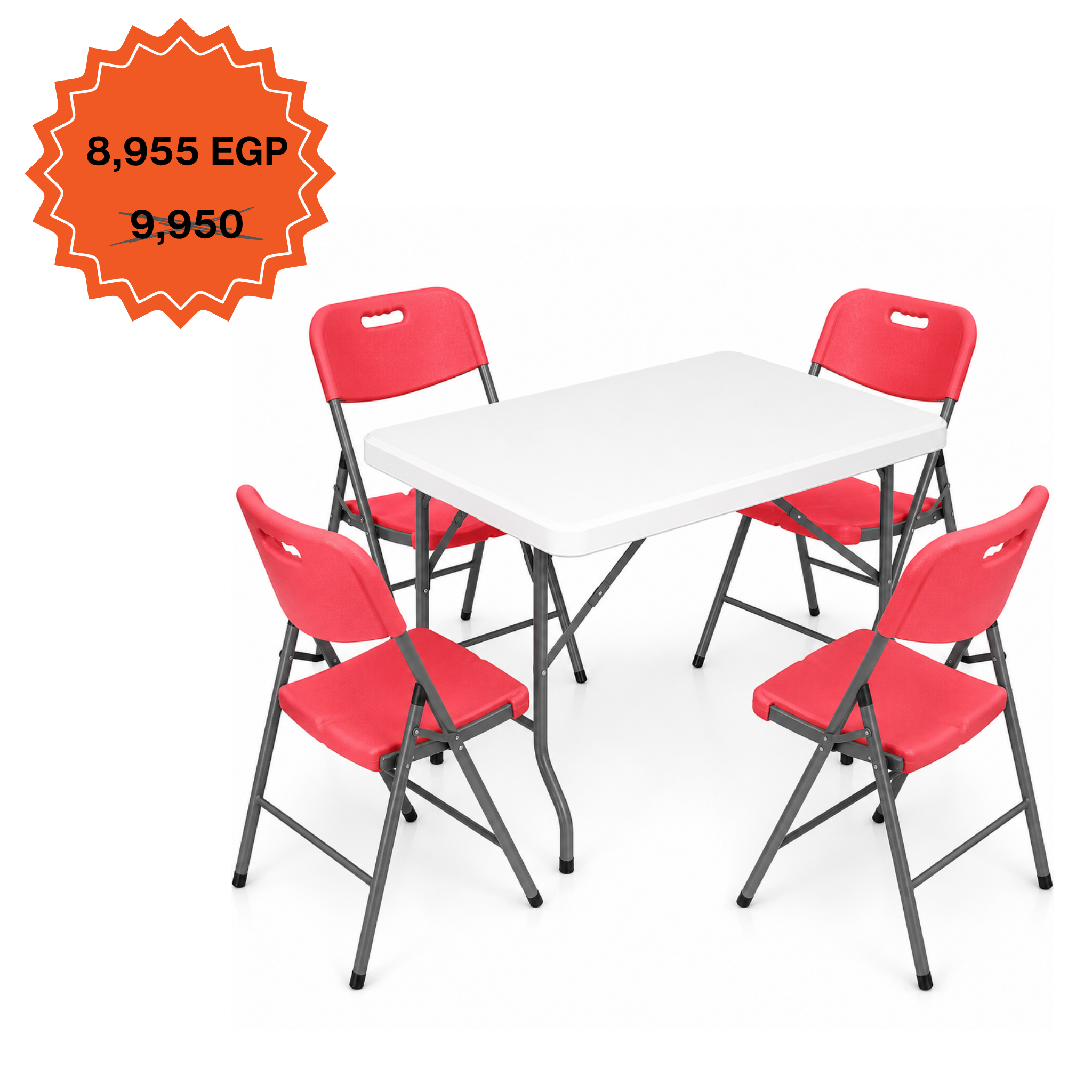 Rectangle Table 122cm Set "Table and 4 Folding Chairs"