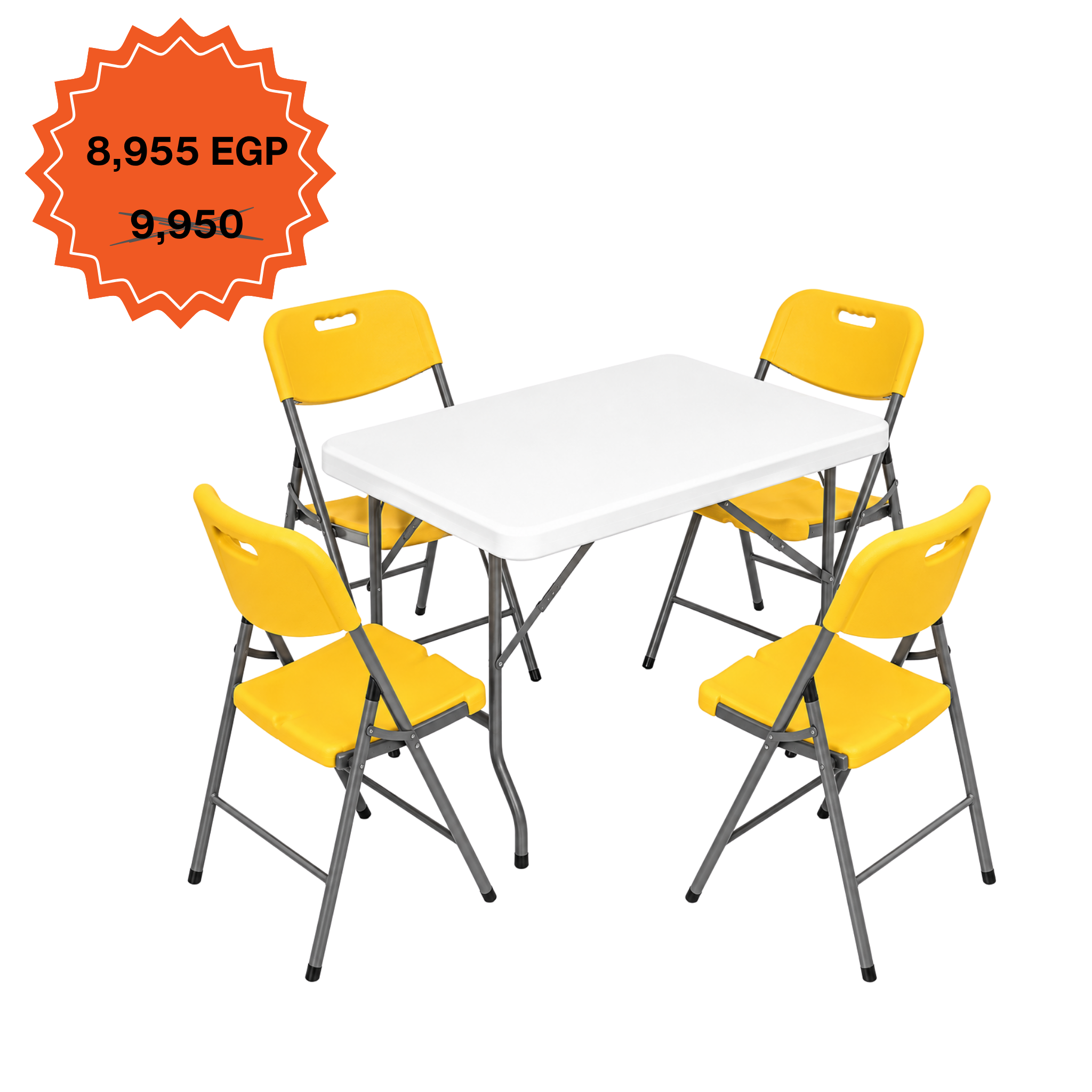 Rectangle Table 122cm Set "Table and 4 Folding Chairs"