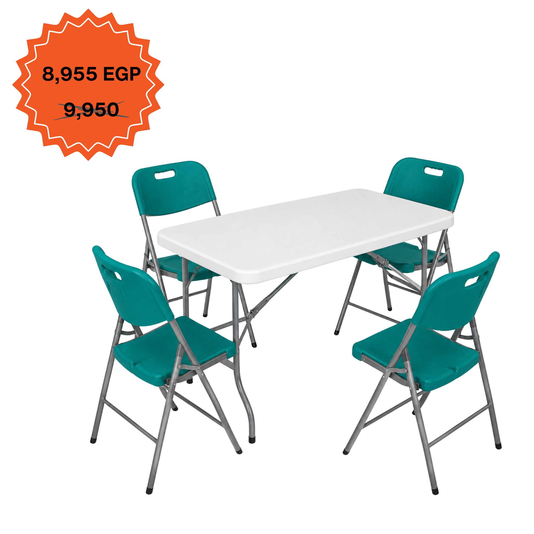 Rectangle Table 122cm Set "Table and 4 Folding Chairs"