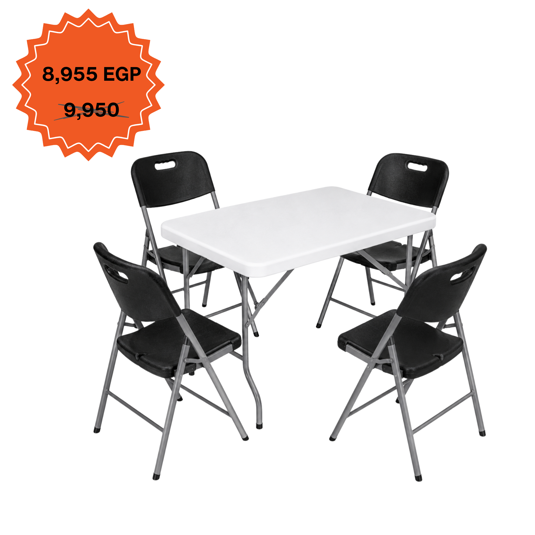 Rectangle Table 122cm Set "Table and 4 Folding Chairs"