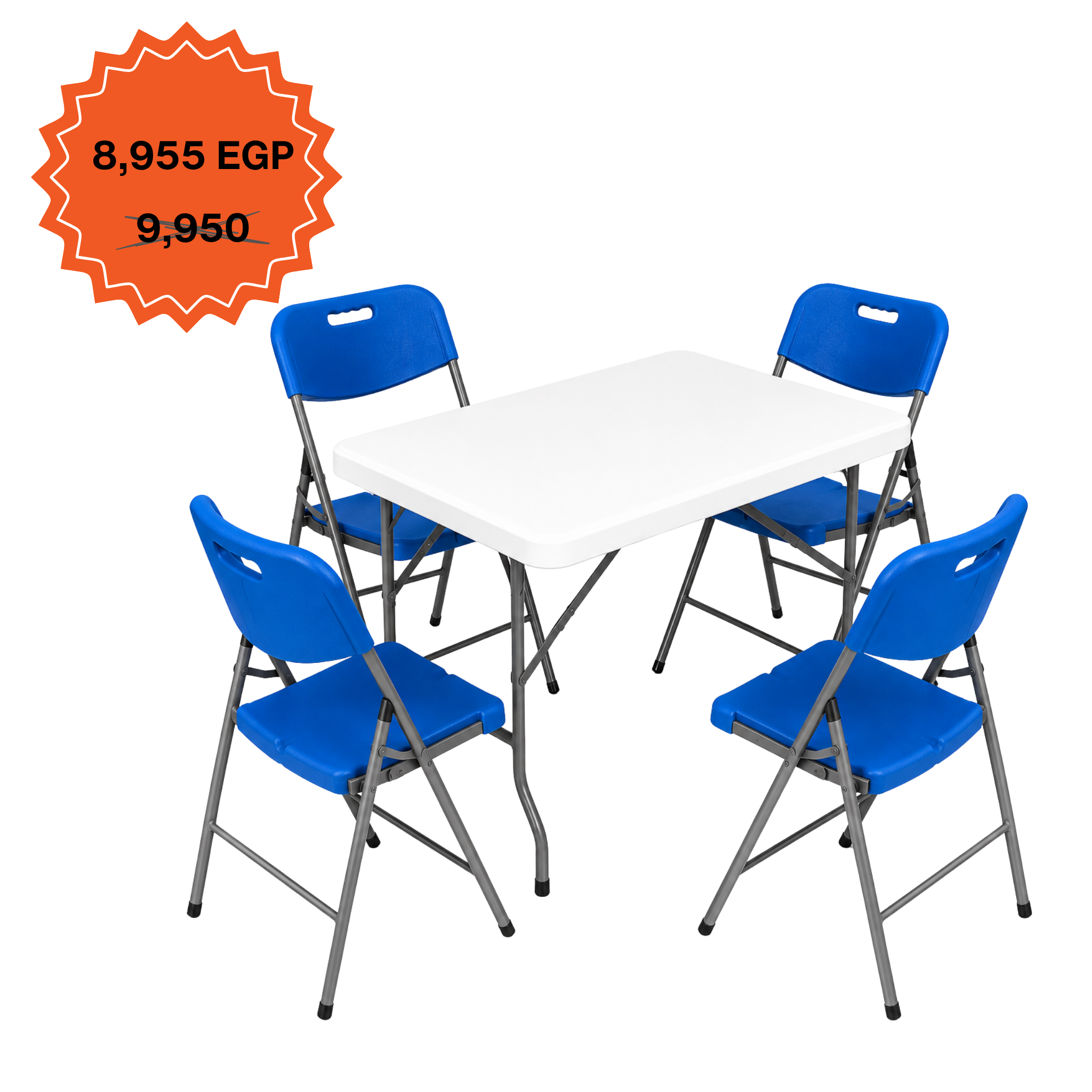 Rectangle Table 122cm Set "Table and 4 Folding Chairs"