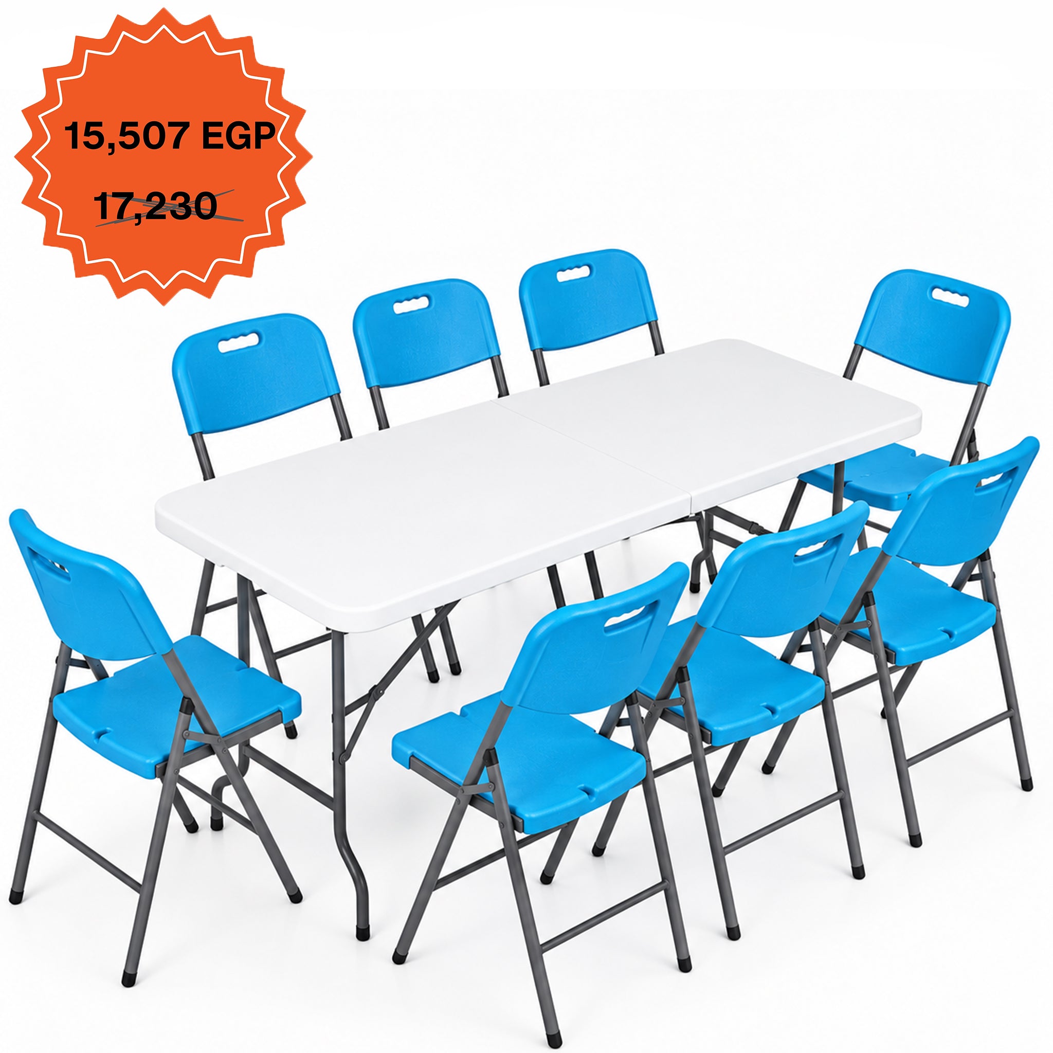 Rectangle Folding Table 183 cm Set "Table and 8 Folding Chairs"