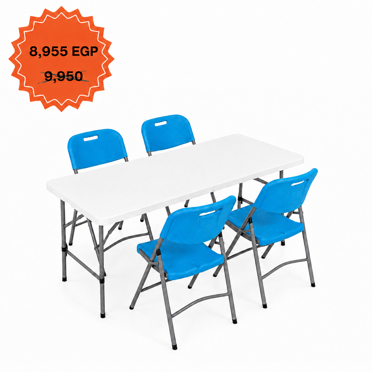 Rectangle Table 122cm Set "Table and 4 Folding Chairs"