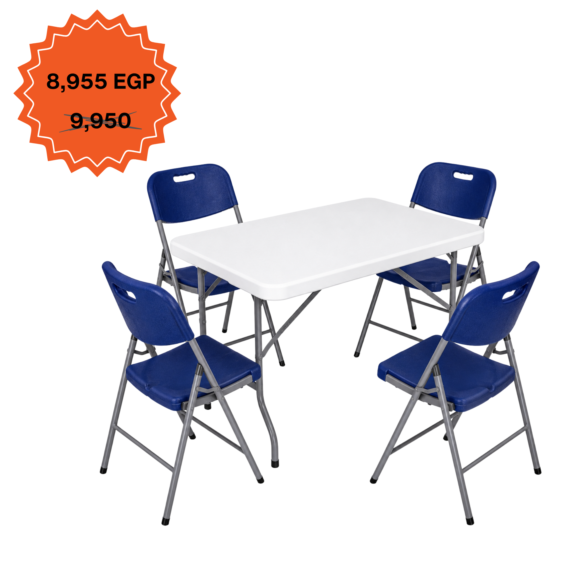 Rectangle Table 122cm Set "Table and 4 Folding Chairs"