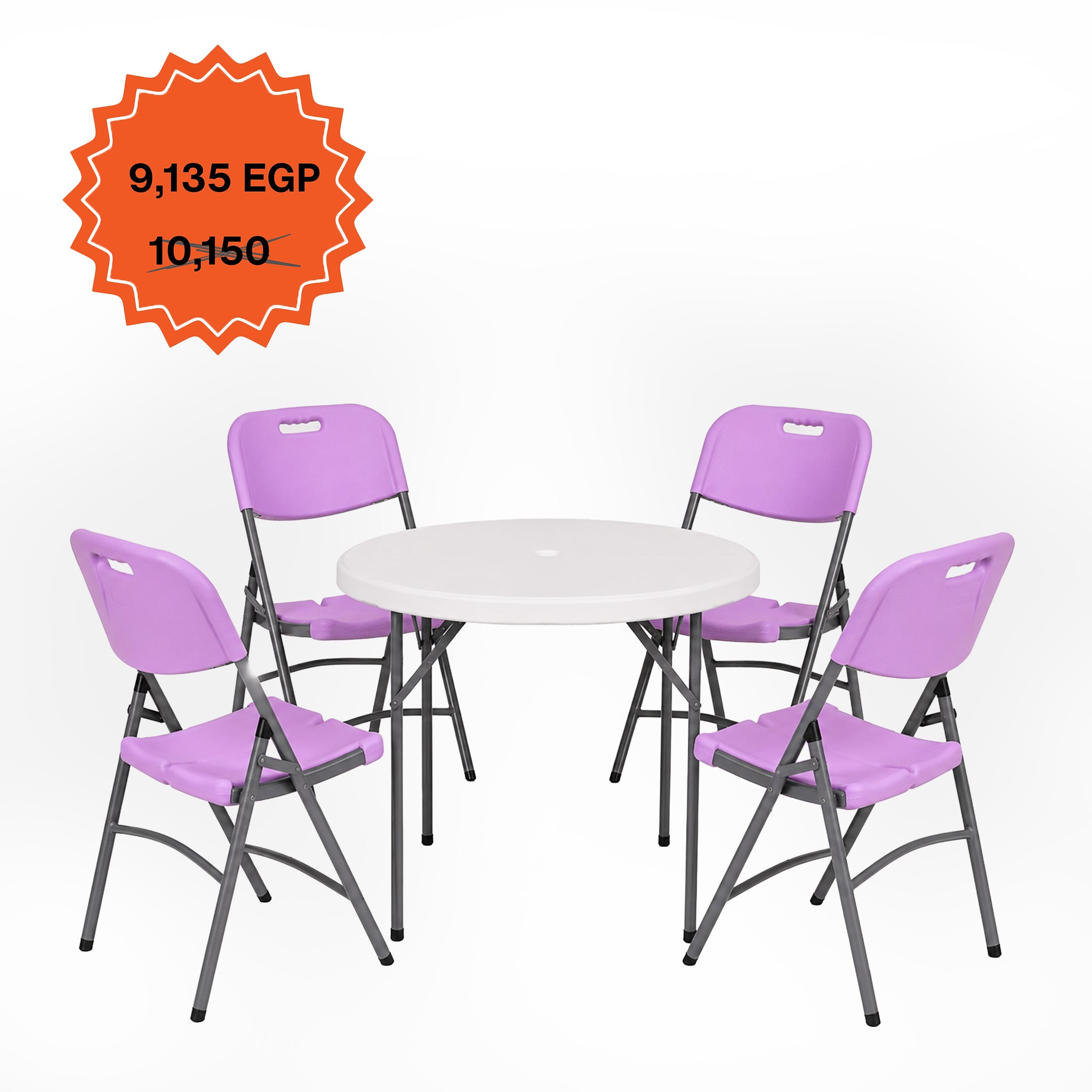 Round Table 110cm Set "Table and 4 Folding Chairs"