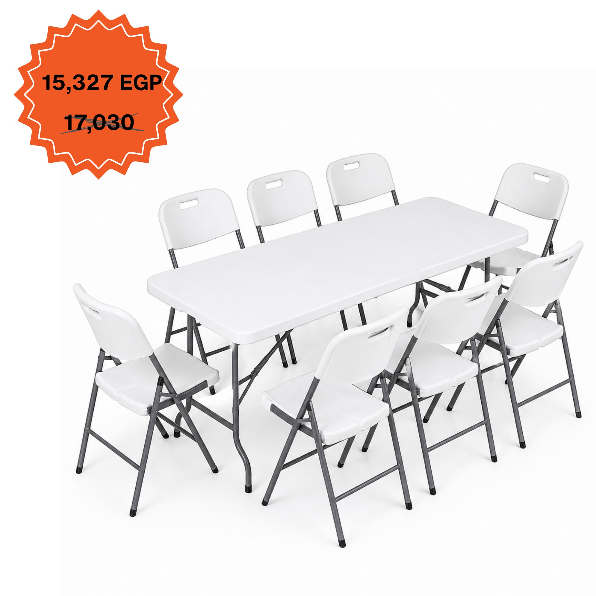 Rectangle Table 183cm Set "Table and 8 Folding Chairs"