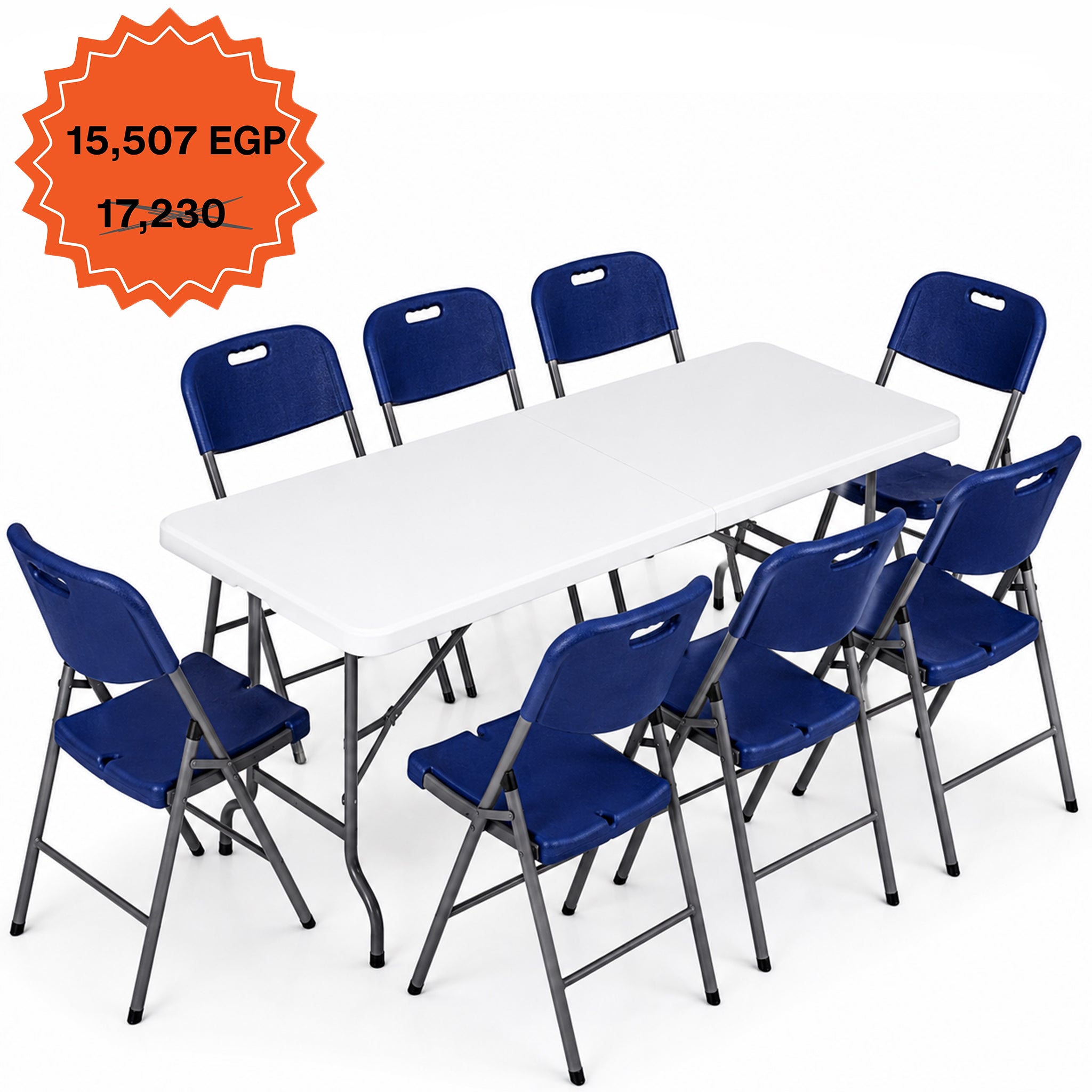 Rectangle Folding Table 183 cm Set "Table and 8 Folding Chairs"